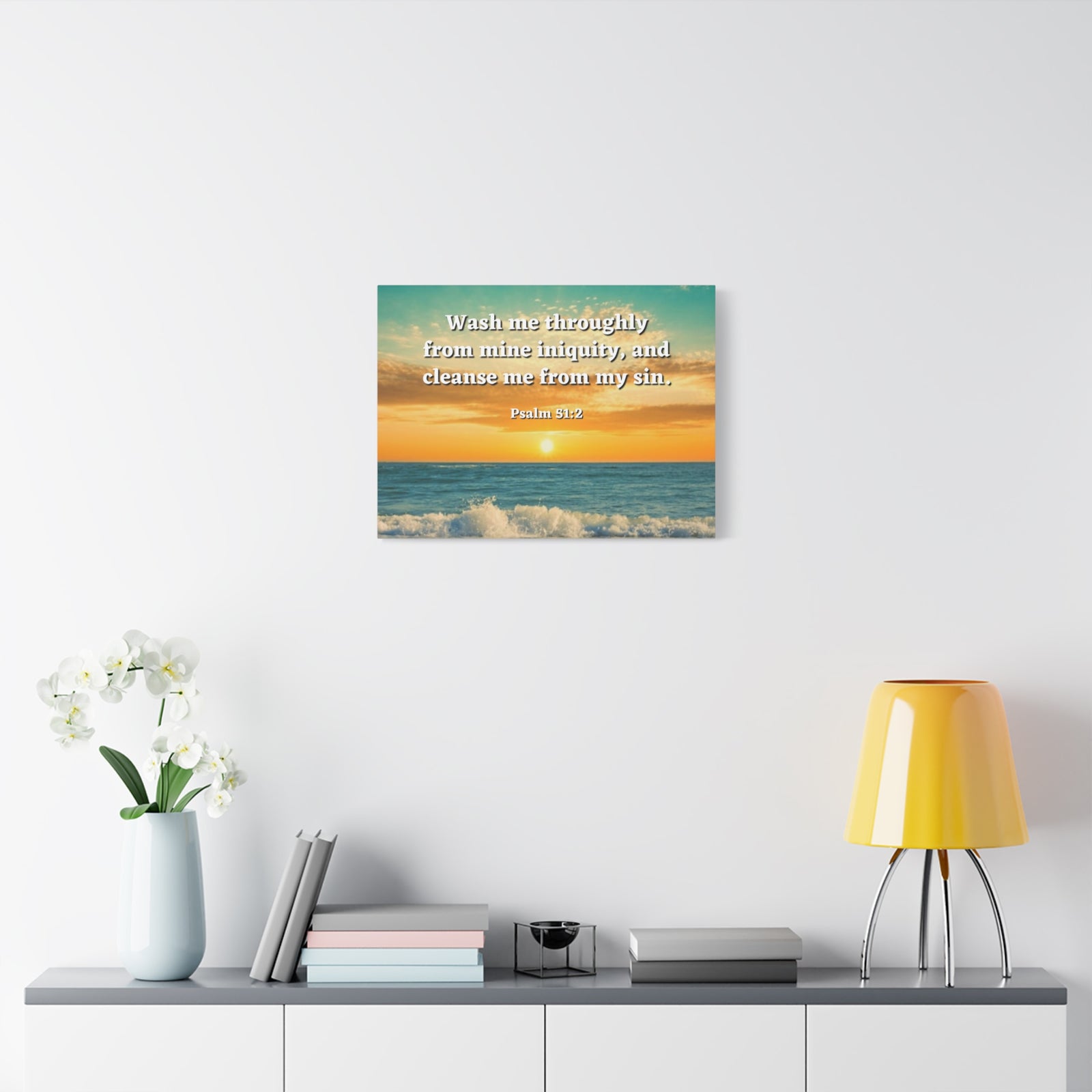 Scripture Canvas Washed Away Psalm 51:2 Christian Wall Art Bible Verse Print Ready to Hang-Express Your Love Gifts