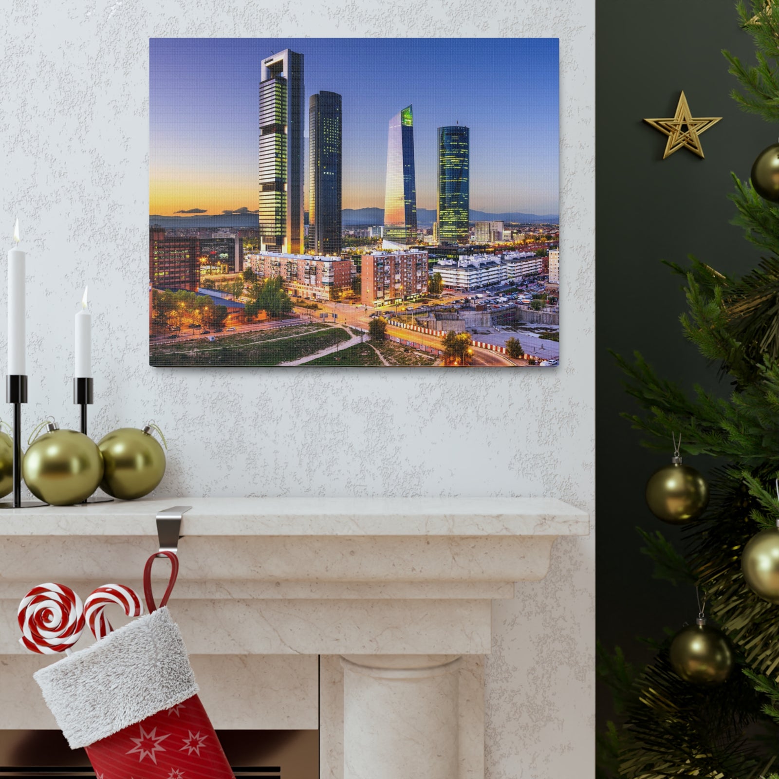 Madrid Night Skyline Canvas Artwork High-Quality Breathtaking Stunning Cityscape for Home Decor Ready to Hang-Express Your Love Gifts
