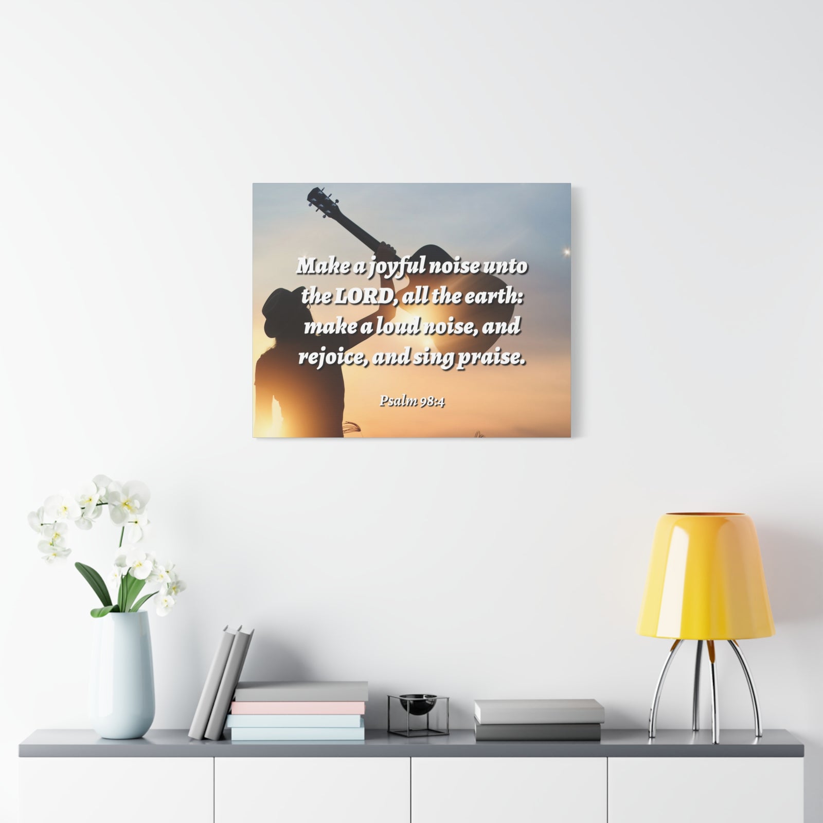 Scripture Canvas Sing Praise Psalm 98:4 Christian Wall Art Bible Verse Print Ready to Hang-Express Your Love Gifts