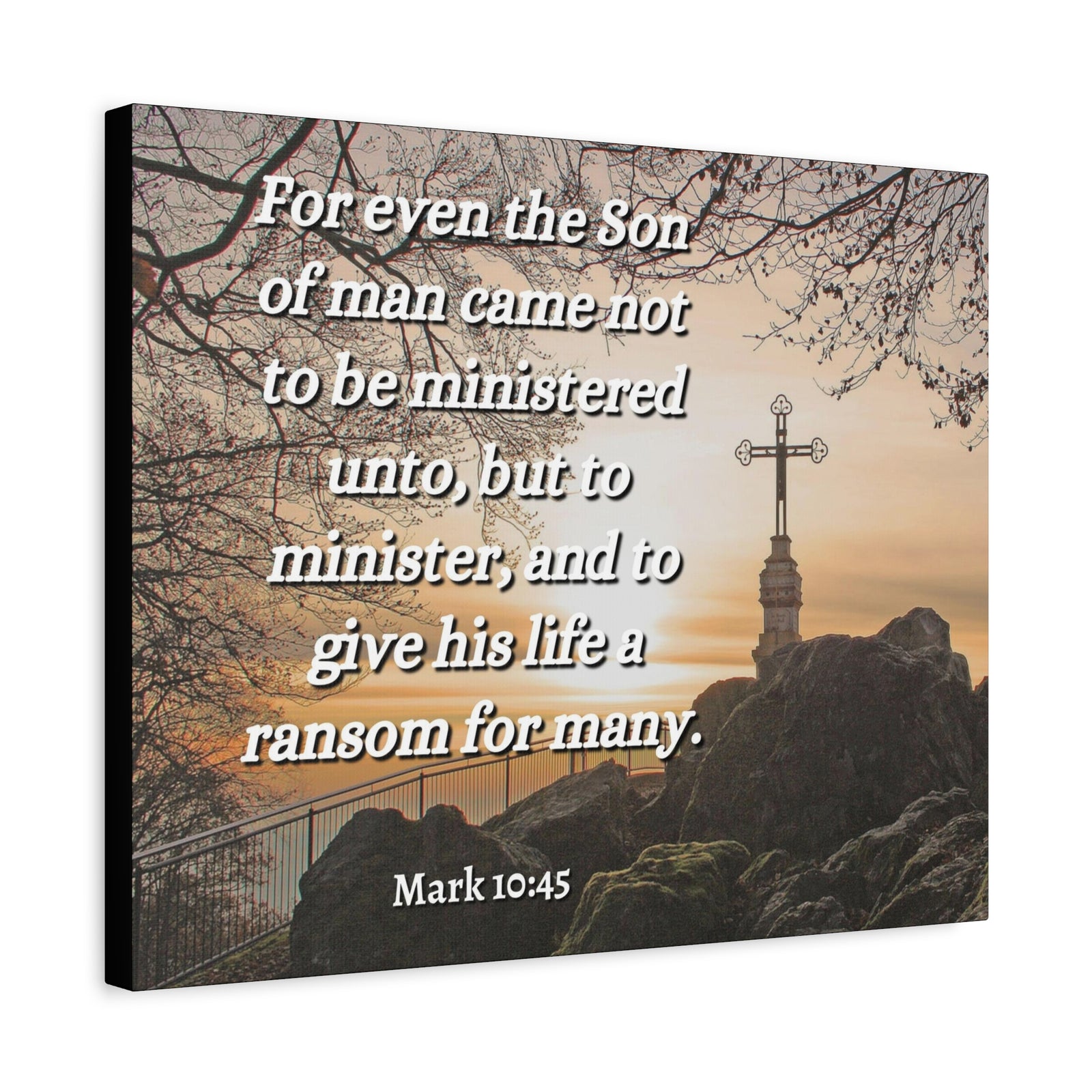 Scripture Canvas Son Of Man Mark 10:45 Christian Wall Art Bible Verse Print Ready to Hang-Express Your Love Gifts