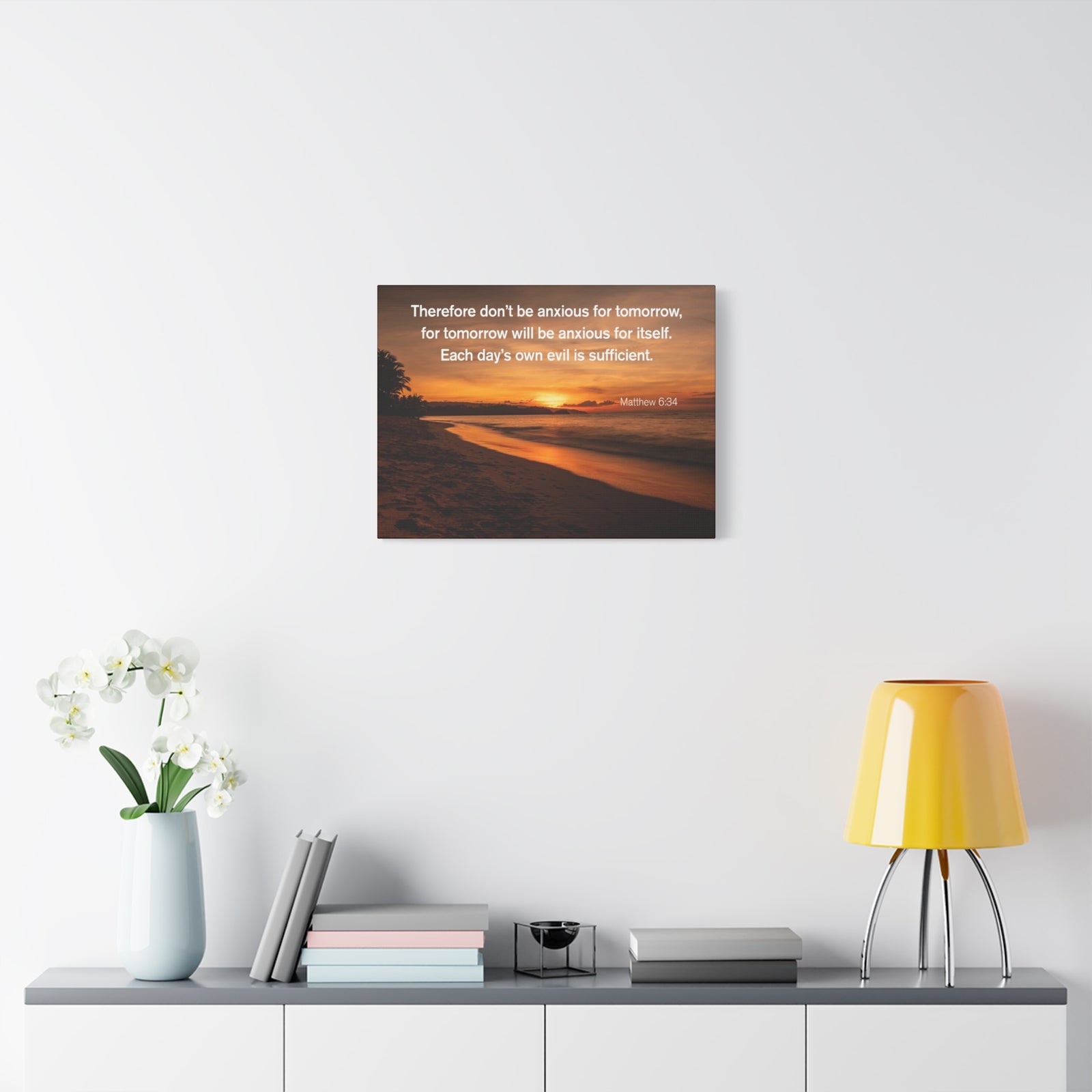 Scripture Walls Don't Be Anxious for Tomorrow Matthew 6:34 Christian Wall Art Print Ready to Hang Unframed-Express Your Love Gifts