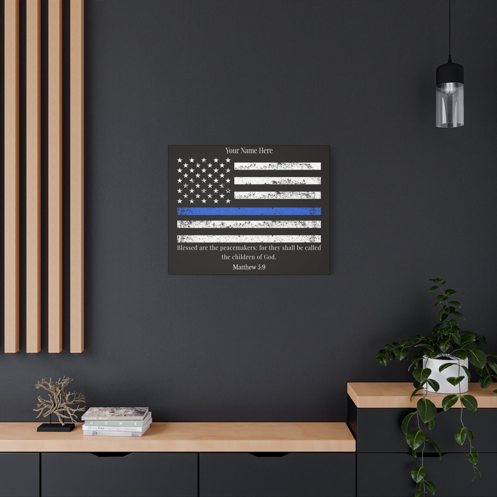 Scripture Walls Personalized Matthew 5:9 Police Officer Badge Bible Canvas Christian Wall Art Ready to Hang Unframed-Express Your Love Gifts
