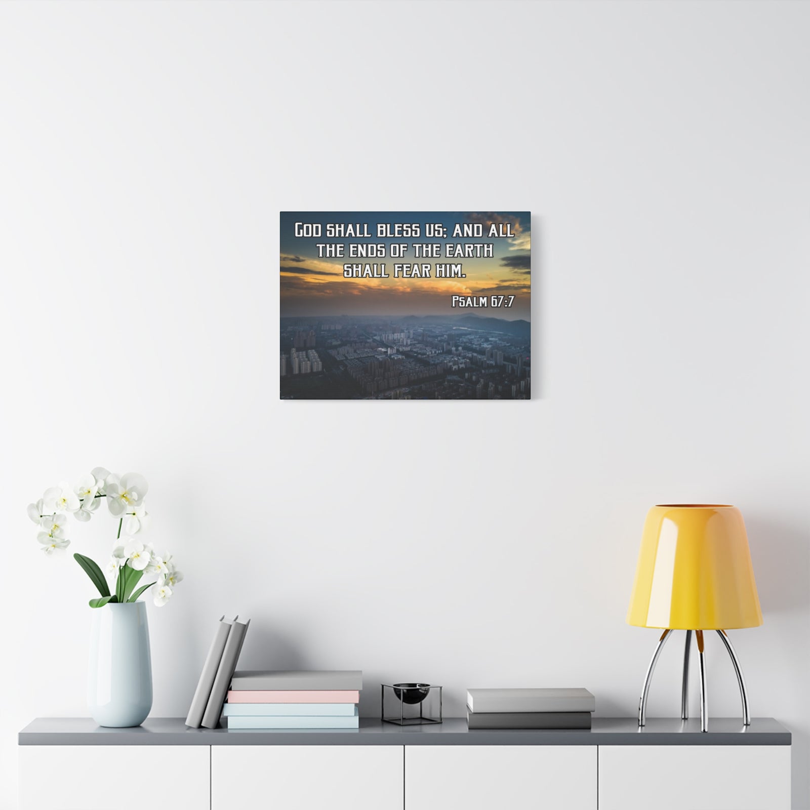 Bible Verse Canvas God Shall Bless Us Psalm 67:7 Christian Home Décor Wall Art Scripture Ready to Hang Faith Print-Express Your Love Gifts