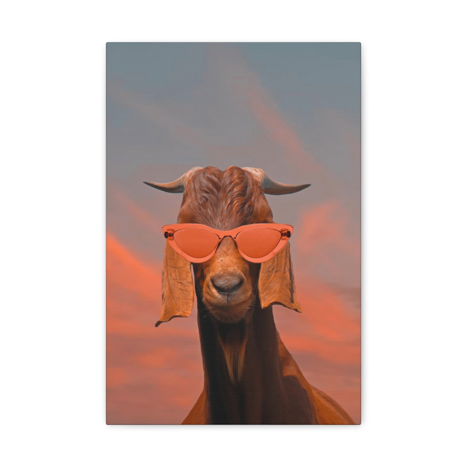 Damascus Shami Goat With Glasses Oil Painting Canvas Wall Art for Home Decor Ready-to-Hang-Express Your Love Gifts