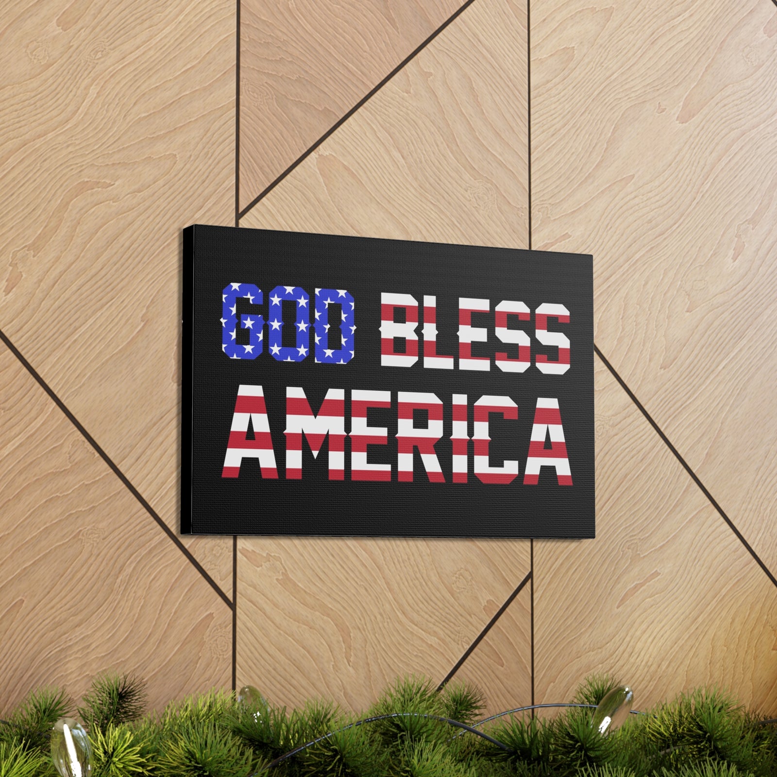 God Bless America American Flag Canvas Wall Art for Home Decor Ready-to-Hang-Express Your Love Gifts