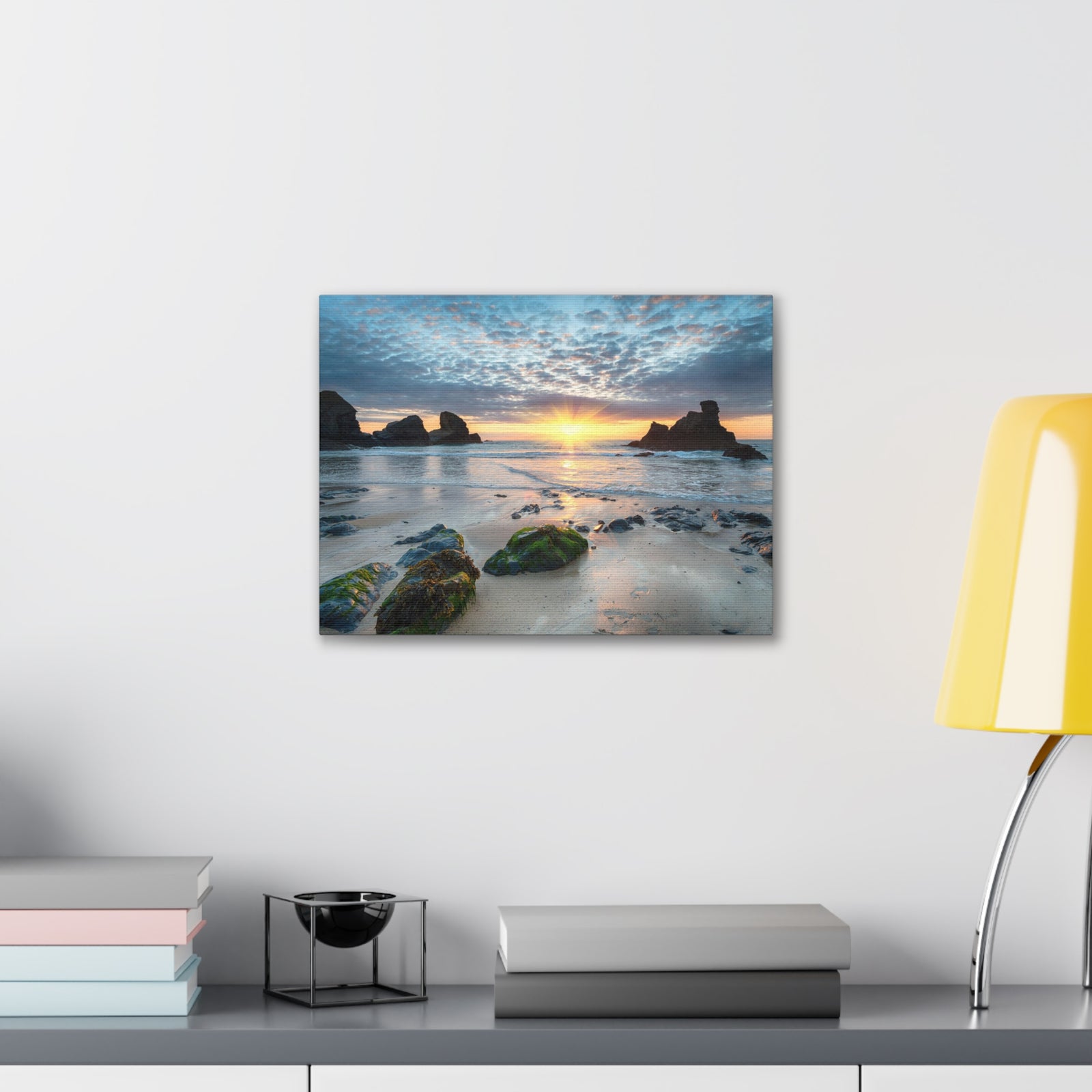 Sunset At Porthcothan Bay Canvas Wall Art for Home Decor Ready-to-Hang-Express Your Love Gifts