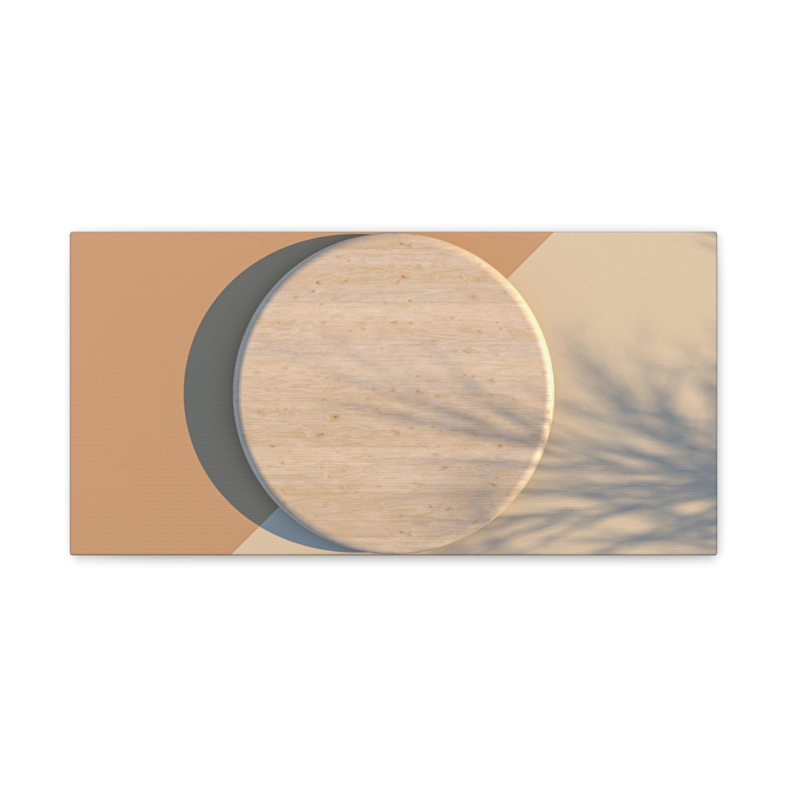 Round Wood Natural Element Canvas Wall Art for Home Decor Ready-to-Hang-Express Your Love Gifts