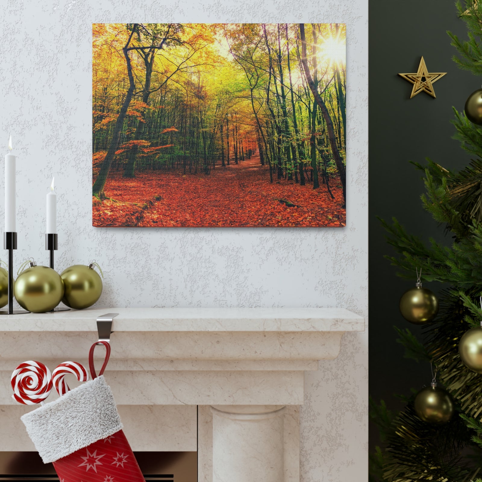 Autumn Forest is Beautiful Forest Floral Nature Photography Canvas Wall Art for Home Decor Ready-to-Hang-Express Your Love Gifts