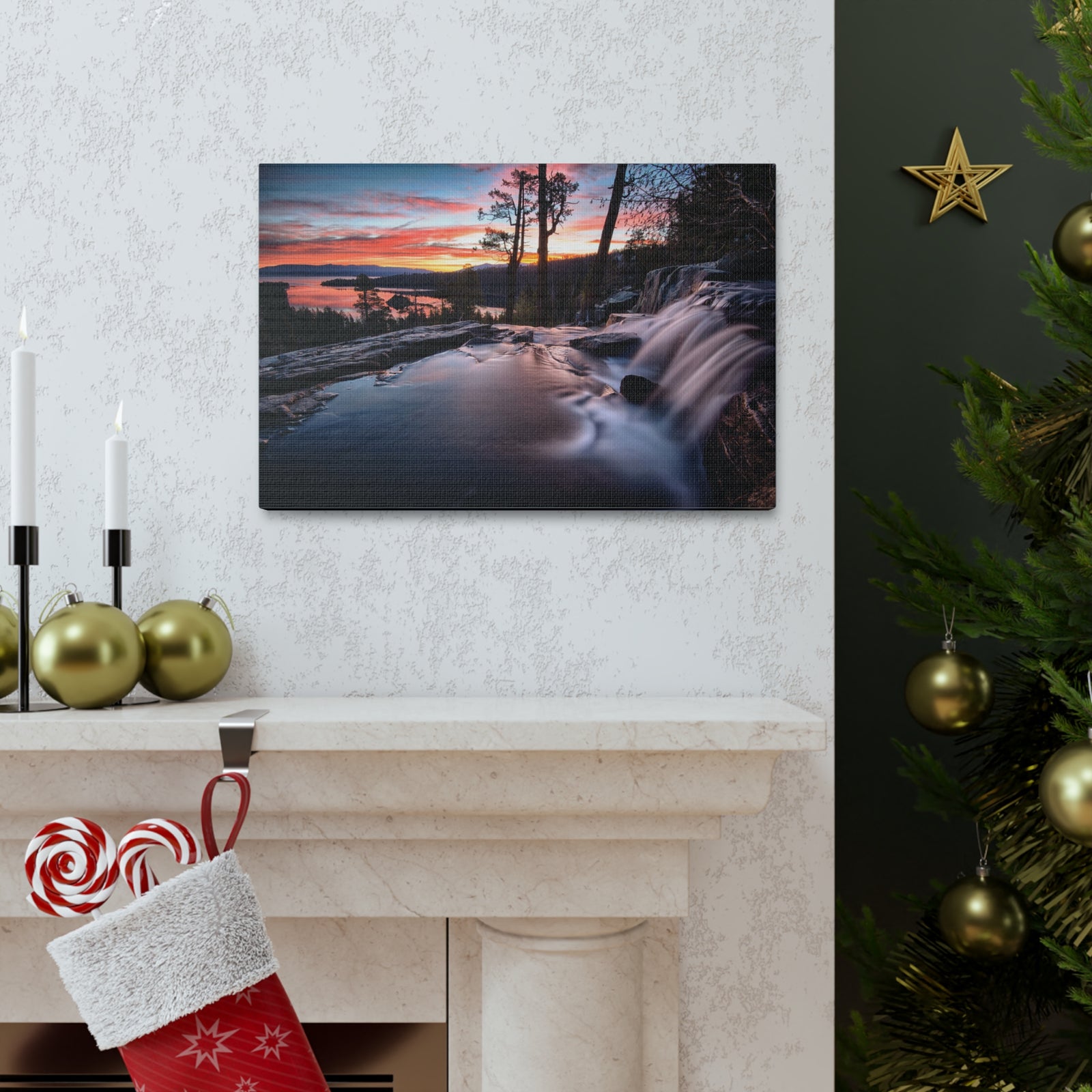 Lake Water Rushing Nature Wilderness Photography Canvas Wall Art for Home Decor Ready-to-Hang-Express Your Love Gifts
