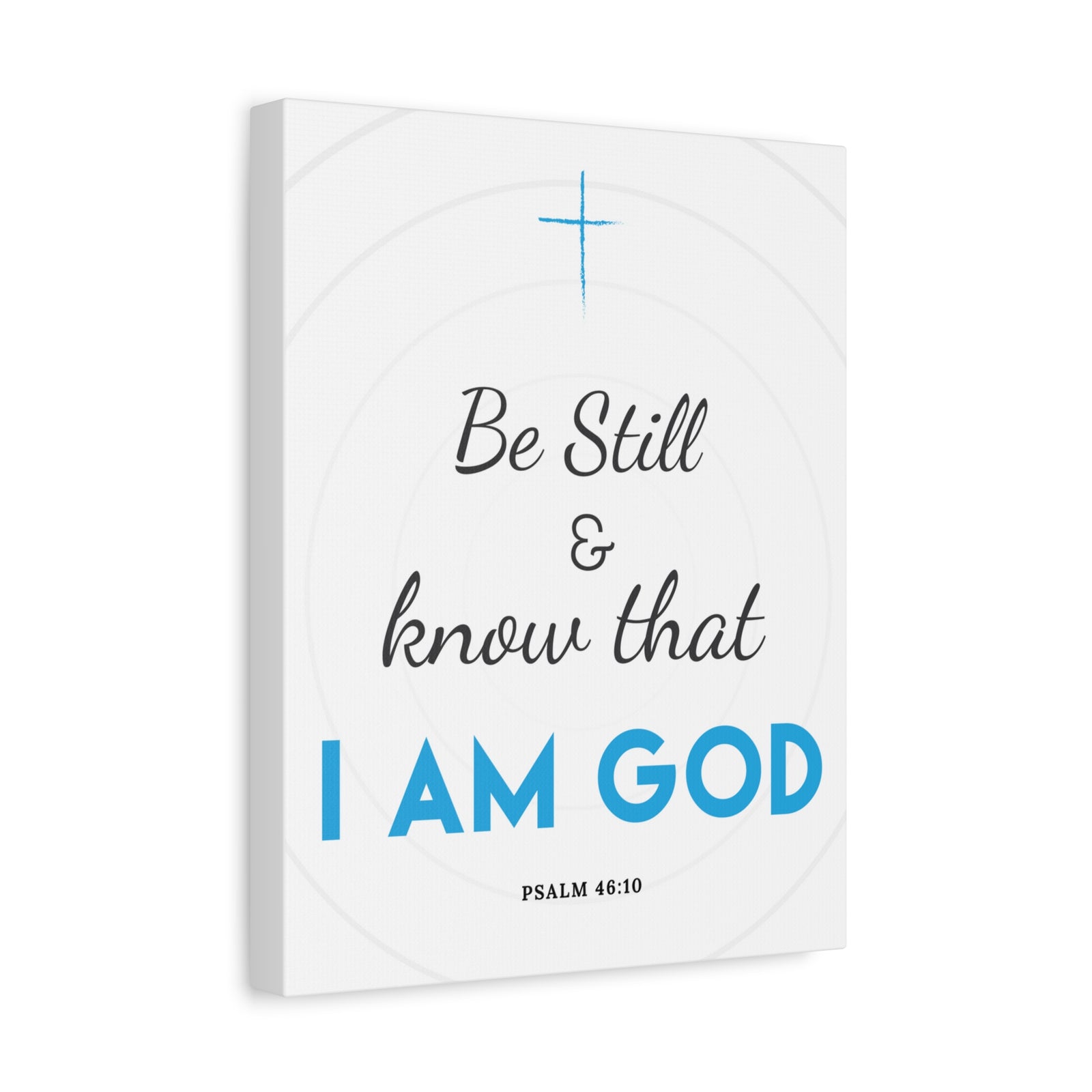 Scripture Canvas Be Still And Know Psalm 46:10 Blue Christian Wall Art Bible Verse Print Ready To Hang-Express Your Love Gifts