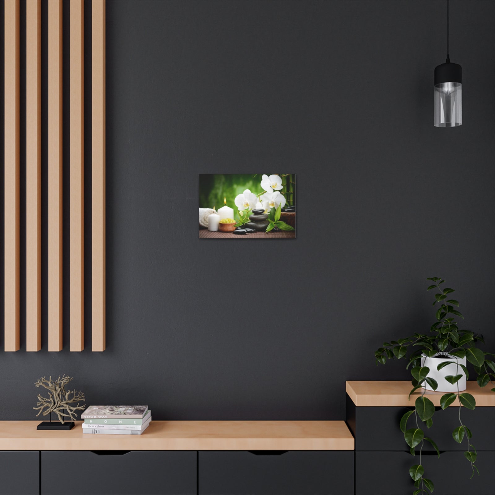 Zen Stones and Orchid Forest Floral Nature Photography Canvas Wall Art for Home Decor Ready-to-Hang-Express Your Love Gifts