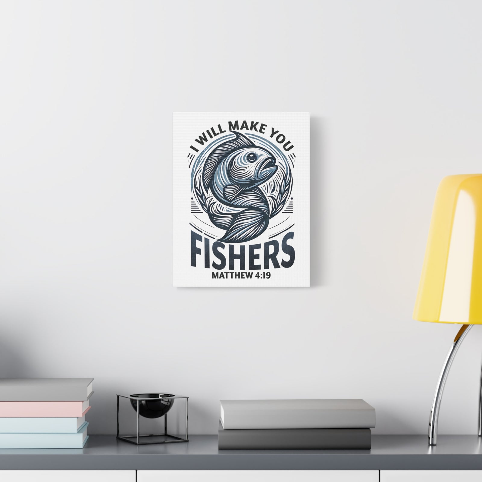 Scripture Walls Matthew 4:19 I Will Make You Fishers Bible Verse Canvas Christian Wall Art Ready to Hang Unframed-Express Your Love Gifts