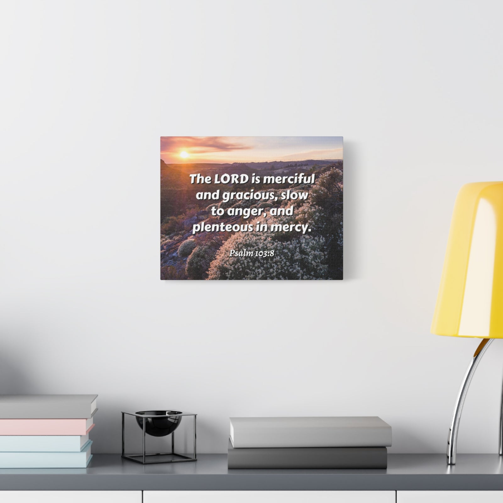 Scripture Canvas Merciful And Gracious Psalm 103:8 Christian Wall Art Bible Verse Print Ready to Hang-Express Your Love Gifts
