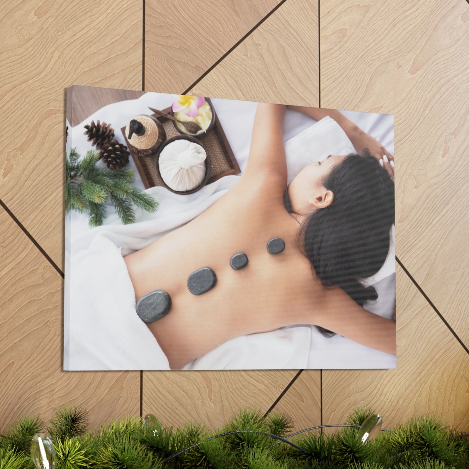 Rock Therapy Massage Forest Floral Nature Photography Canvas Wall Art for Home Decor Ready-to-Hang-Express Your Love Gifts