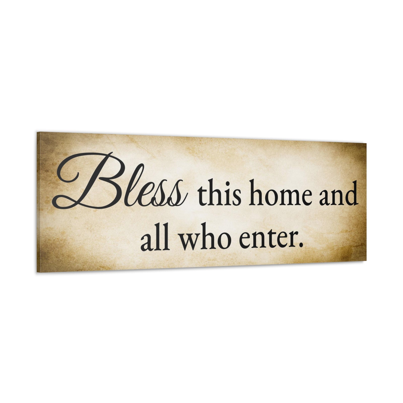 Scripture Walls Bless This Home Luke 10:5 Gold Bible Verse Canvas Christian Wall Art Ready to Hang Unframed-Express Your Love Gifts