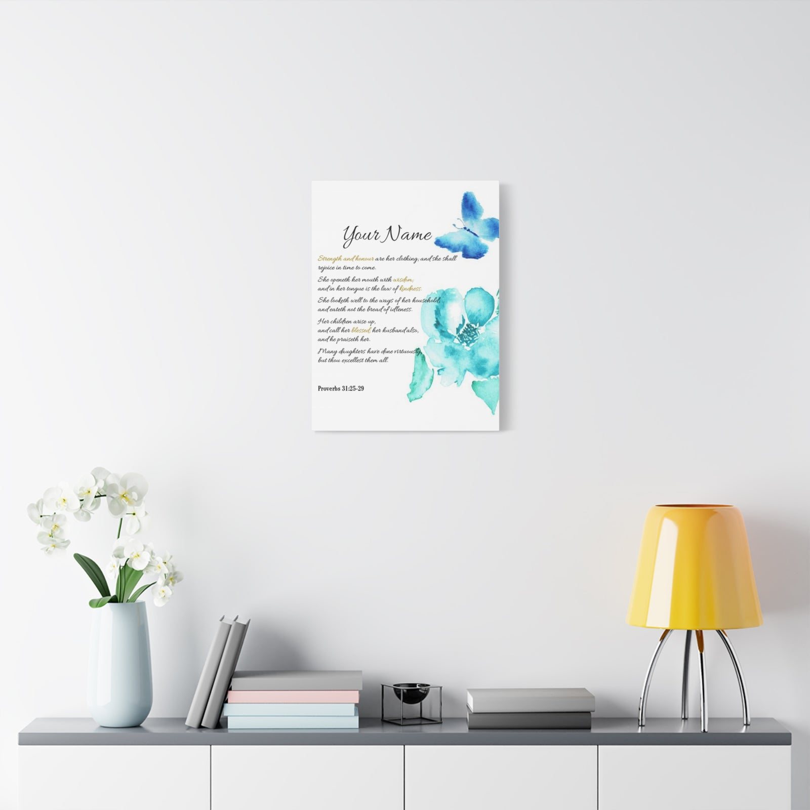 Personalized She is Strong Proverbs 31:25-29 Bible Chapter Canvas Christian Wall Art Ready to Hang-Express Your Love Gifts