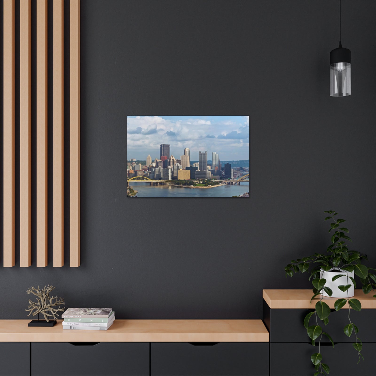Pittsburgh Daytime Skyline Canvas Artwork High-Quality Breathtaking Stunning Cityscape for Home Decor Ready to Hang-Express Your Love Gifts