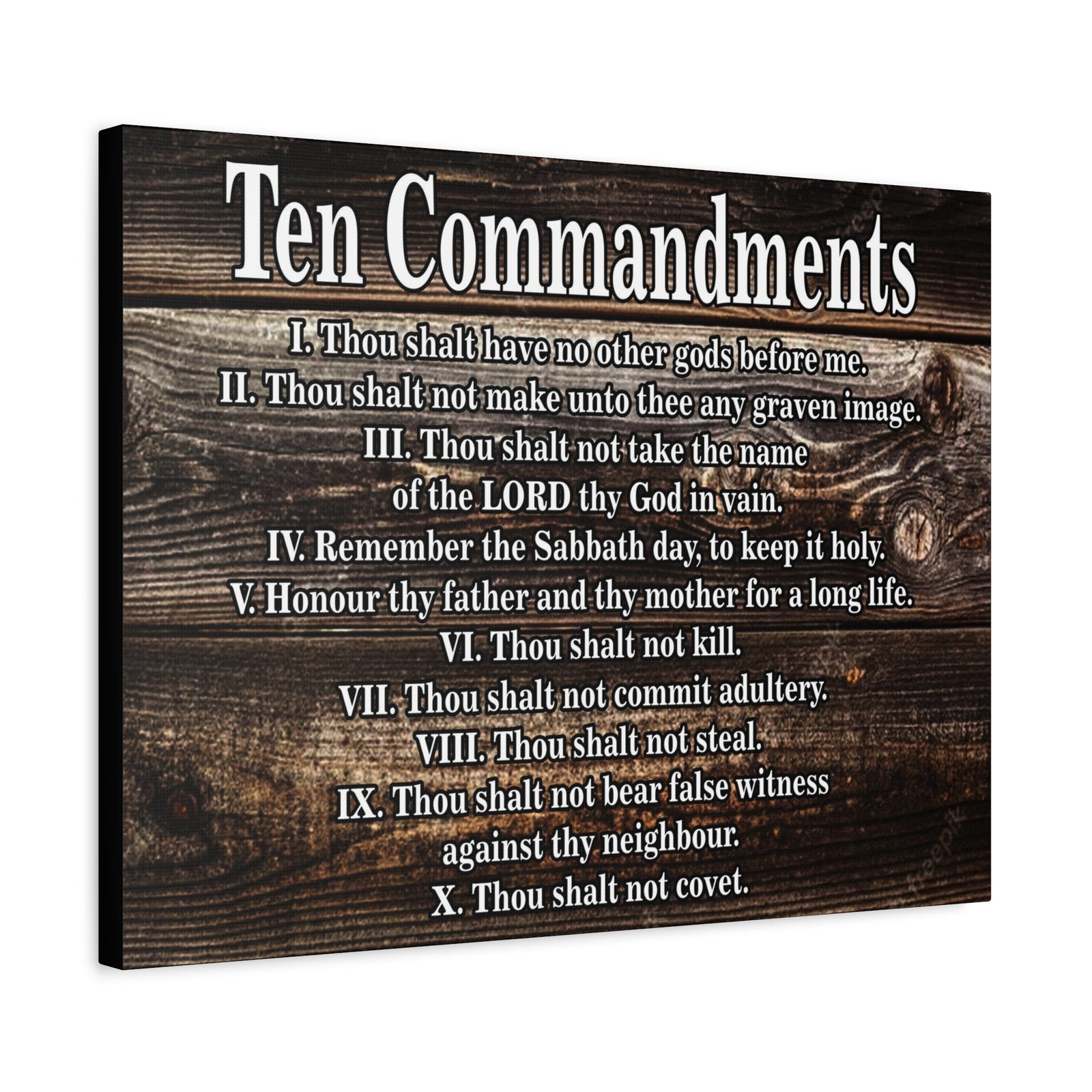 Scripture Canvas Ten Commandments Wood Brown Christian Wall Art Print Ready to Hang-Express Your Love Gifts