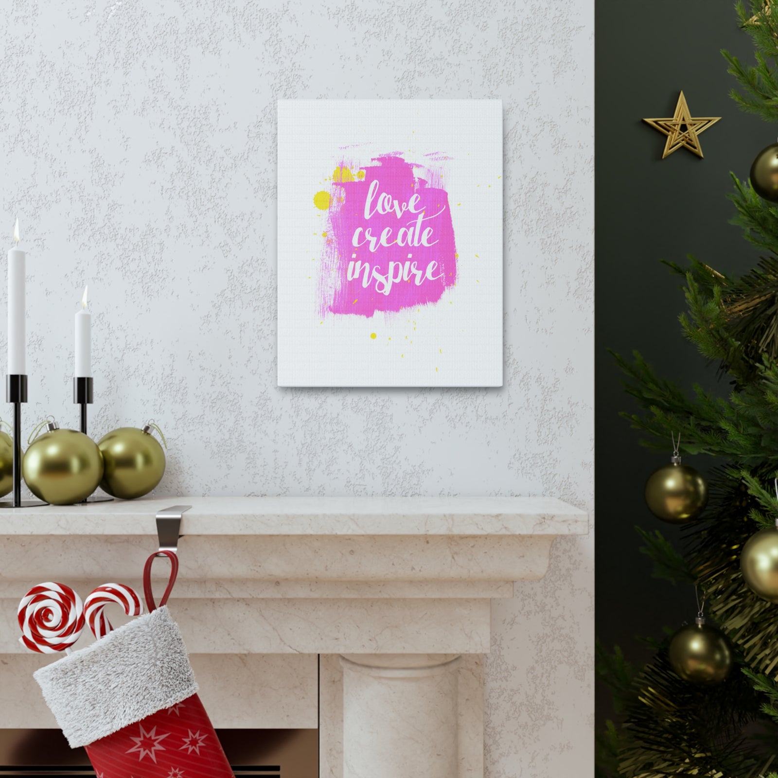 Inspirational Wall Art Love Create Inspire Motivation Wall Decor for Home Office Gym Inspiring Success Quote Print Ready to Hang-Express Your Love Gifts