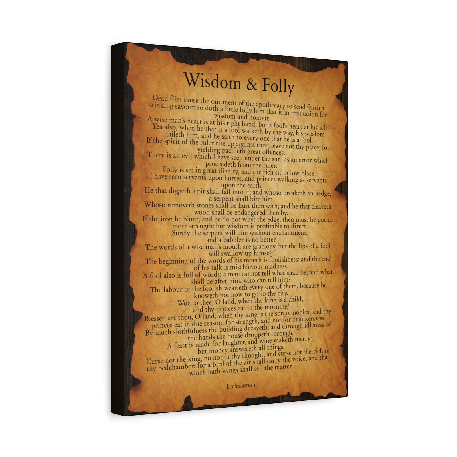Scripture Walls Wisdom & Folly Ecclesiastes 10 Gold Brown Bible Verse Canvas Christian Wall Art Ready to Hang-Express Your Love Gifts