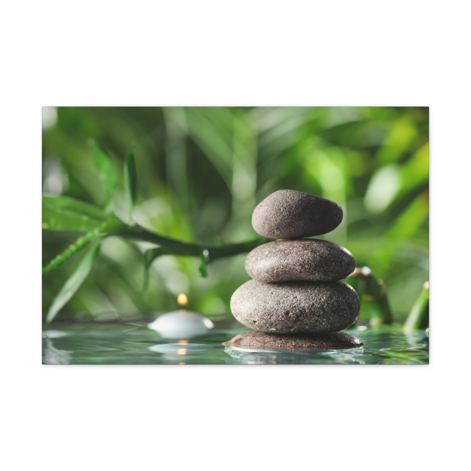Candle with Bamboo Stem Forest Floral Nature Photography Canvas Wall Art for Home Decor Ready-to-Hang-Express Your Love Gifts