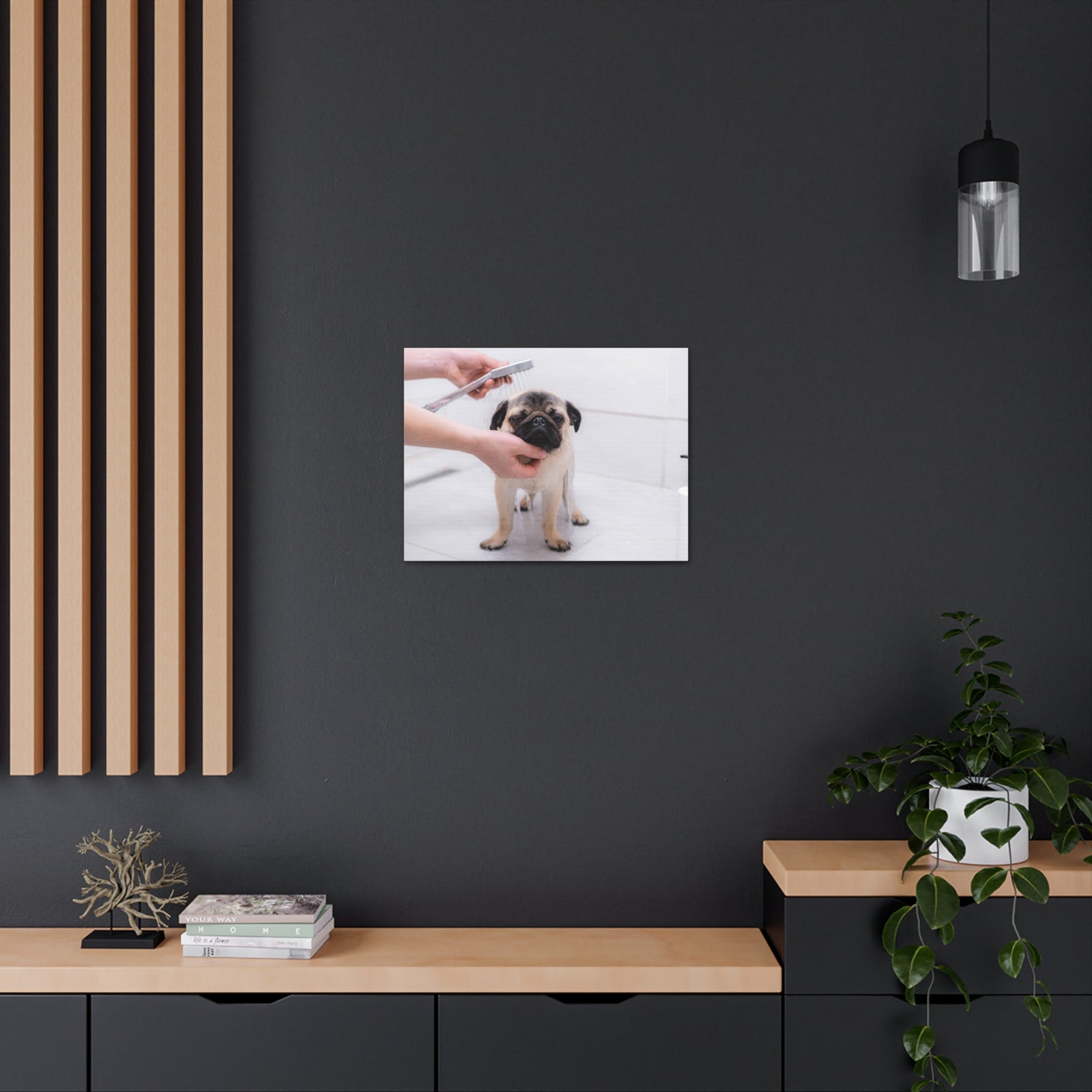 Cute Pug Bathee Canvas Wall Art for Home Decor Ready-to-Hang-Express Your Love Gifts