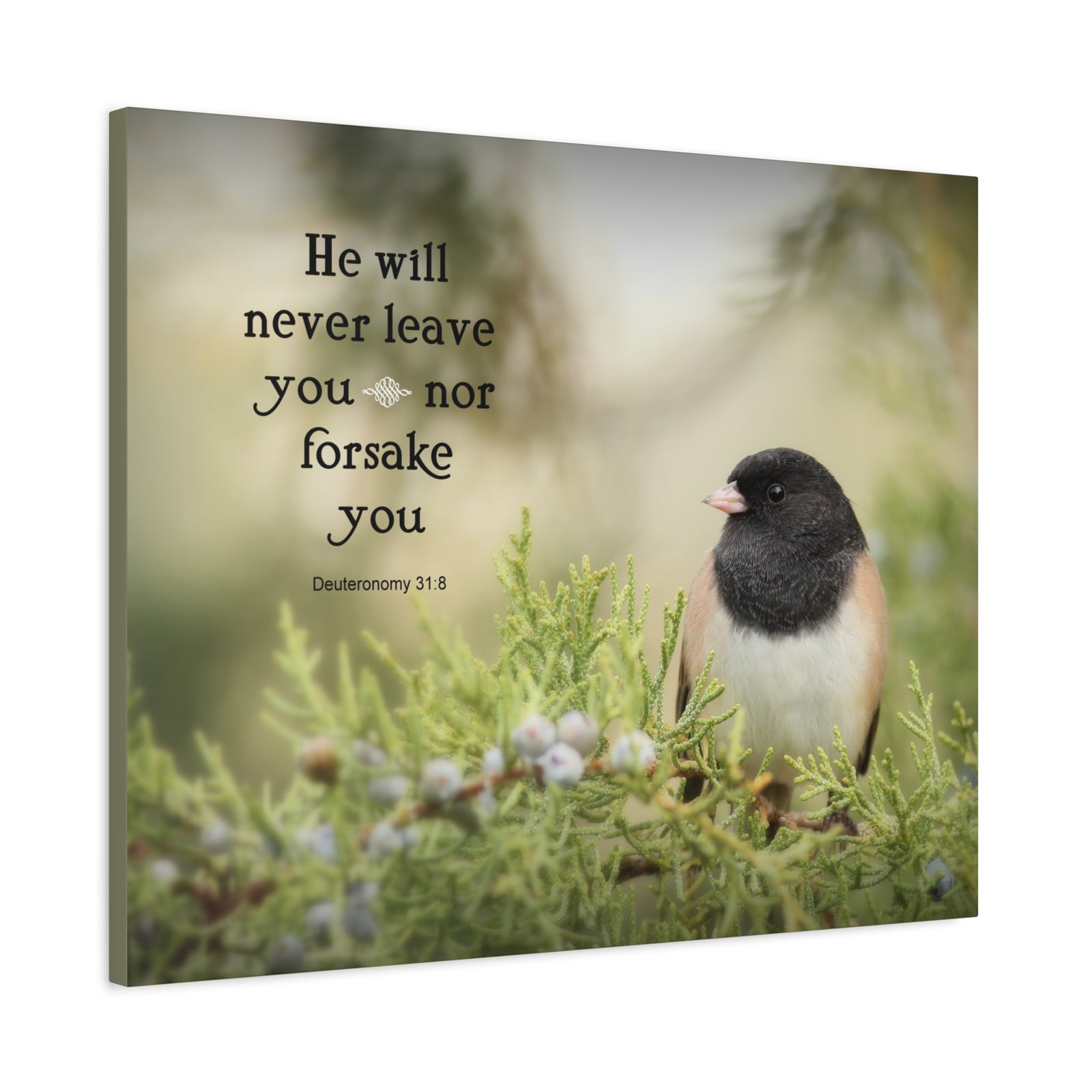 Scripture Canvas Never Forsake Deuteronomy 31:8 Christian Wall Art Bible Verse Print Ready to Hang-Express Your Love Gifts