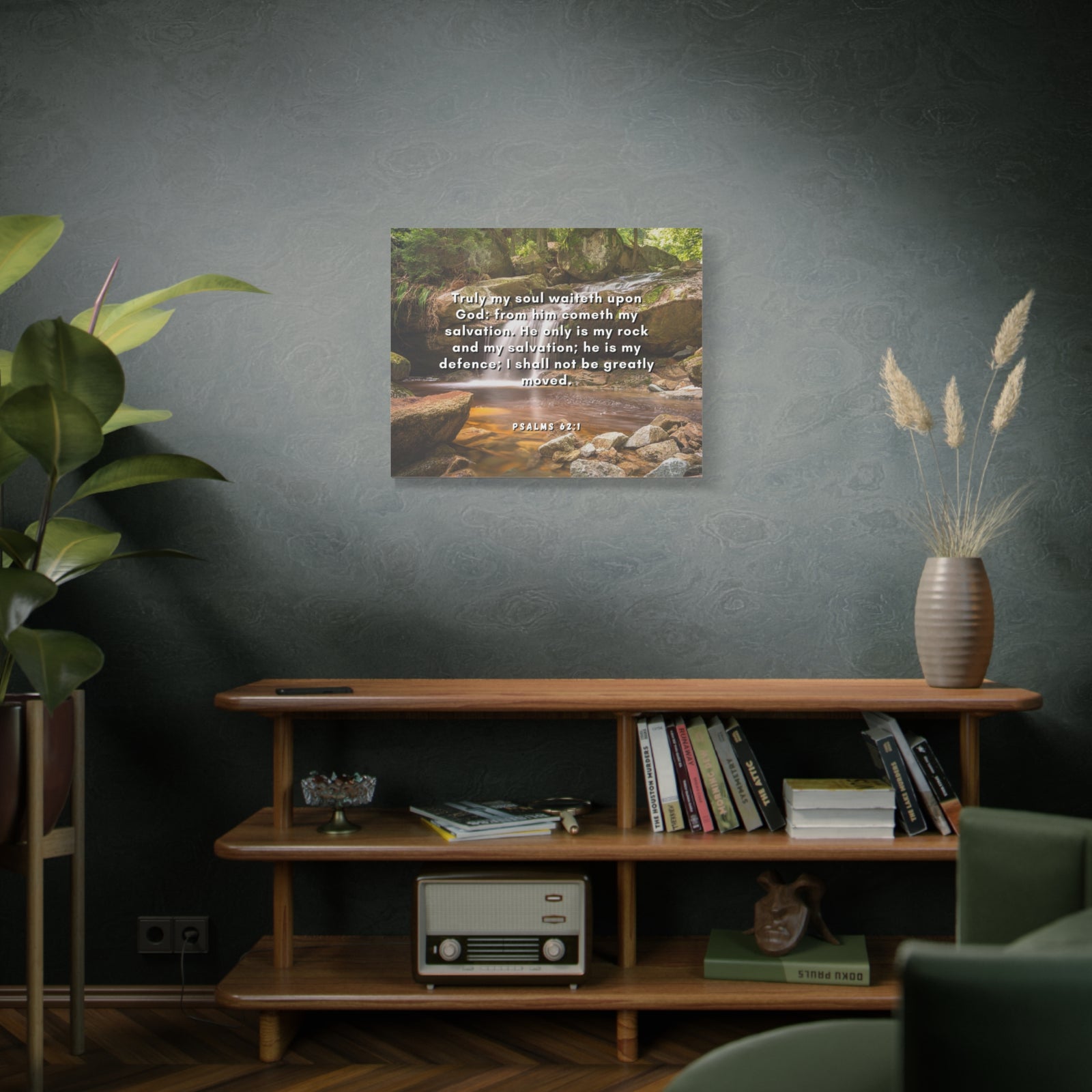 Scripture Canvas My Salvation Psalm 62:1 Christian Wall Art Bible Verse Print Ready to Hang-Express Your Love Gifts