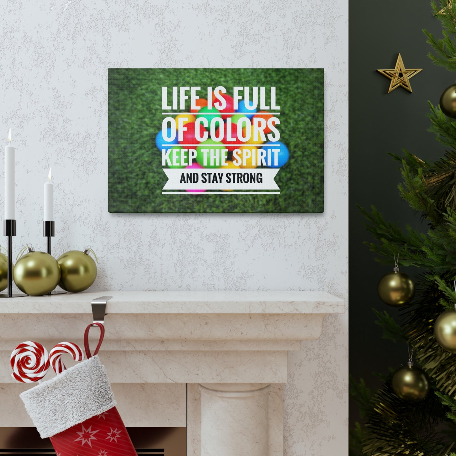 Inspirational Quote Canvas Life Is Full Of Colors Motivational Print Ready to Hang Artwork-Express Your Love Gifts