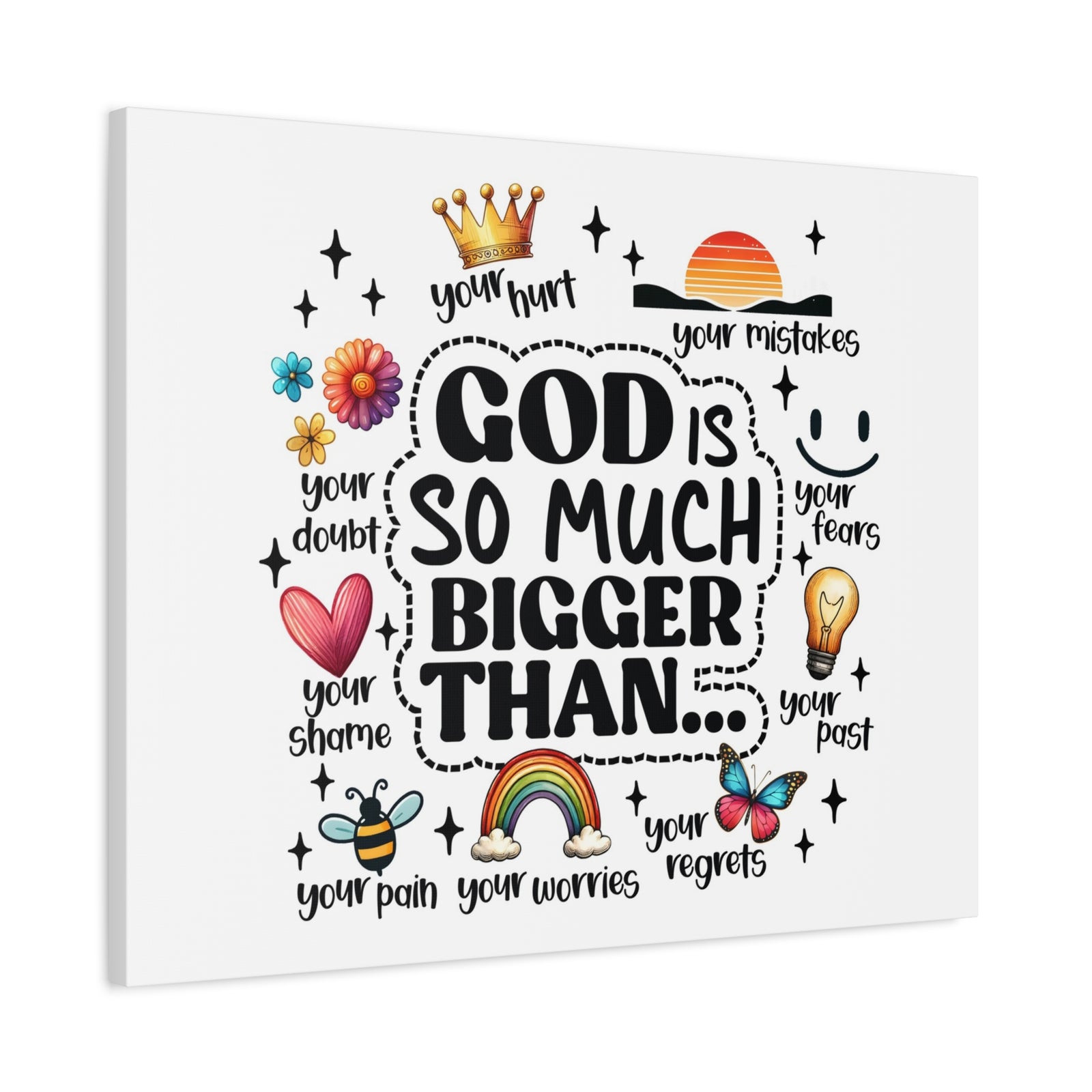 Scripture Walls God Bigger Than Everything Bible Verse Canvas Christian Wall Art Ready to Hang Unframed-Express Your Love Gifts