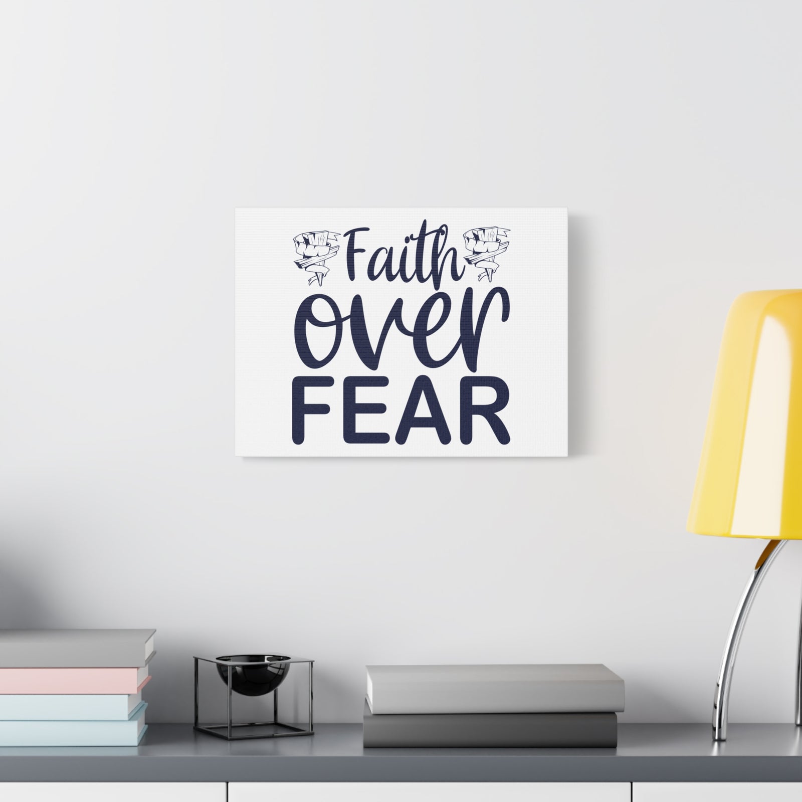 Scripture Walls Faith Over Fear Psalm 34:4 Wood Cross Christian Wall Art Print Ready to Hang-Express Your Love Gifts
