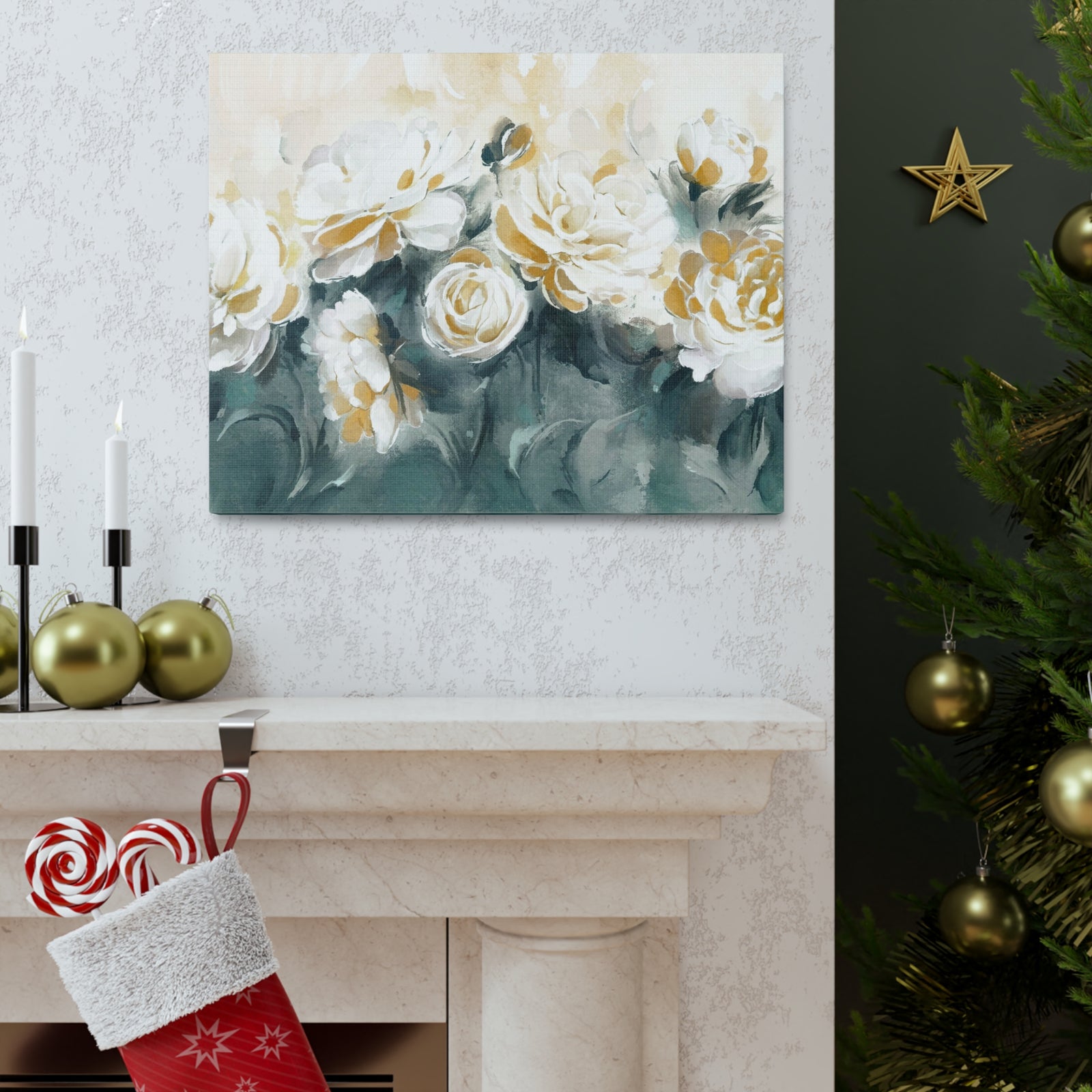Painting With Flower Rose And Peonies Flower Canvas Wall Art for Home Decor Ready-to-Hang-Express Your Love Gifts