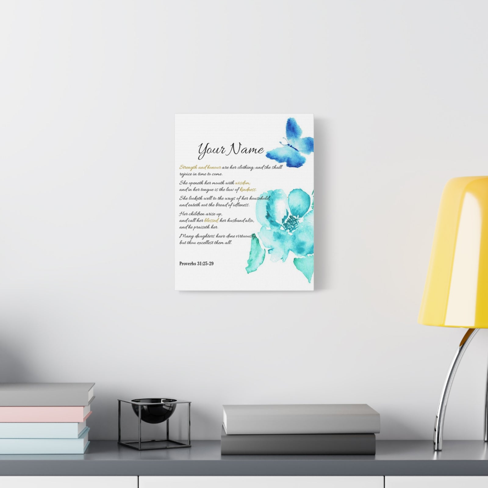 Personalized She is Strong Proverbs 31:25-29 Bible Chapter Canvas Christian Wall Art Ready to Hang-Express Your Love Gifts