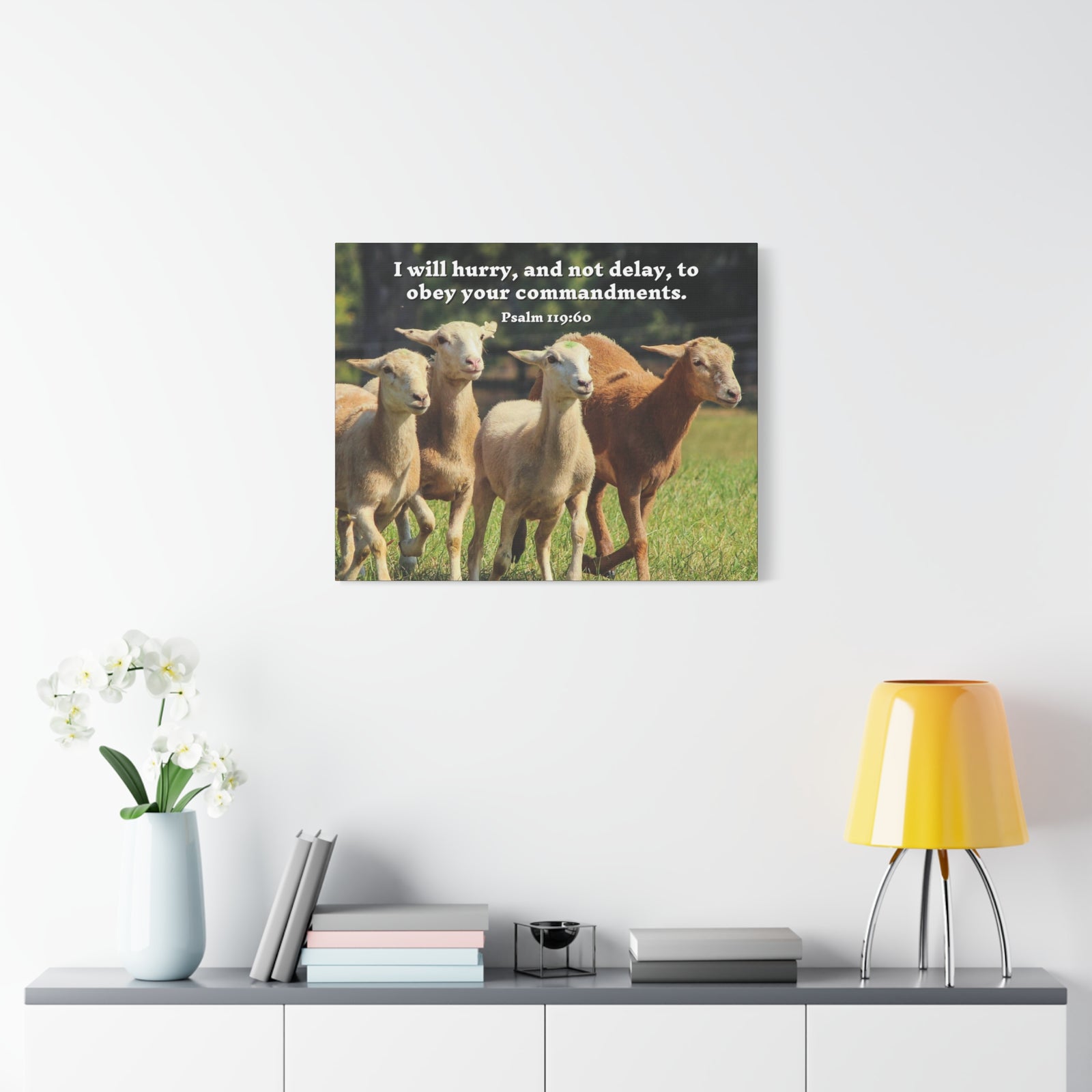 Scripture Canvas Obey Your Commandments Psalm 119:60 Christian Wall Art Bible Verse Print Ready to Hang-Express Your Love Gifts