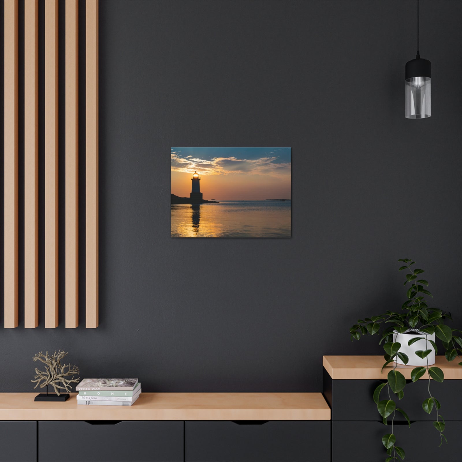 Lighthouse at Dawn Forest Floral Nature Photography Canvas Wall Art for Home Decor Ready-to-Hang-Express Your Love Gifts