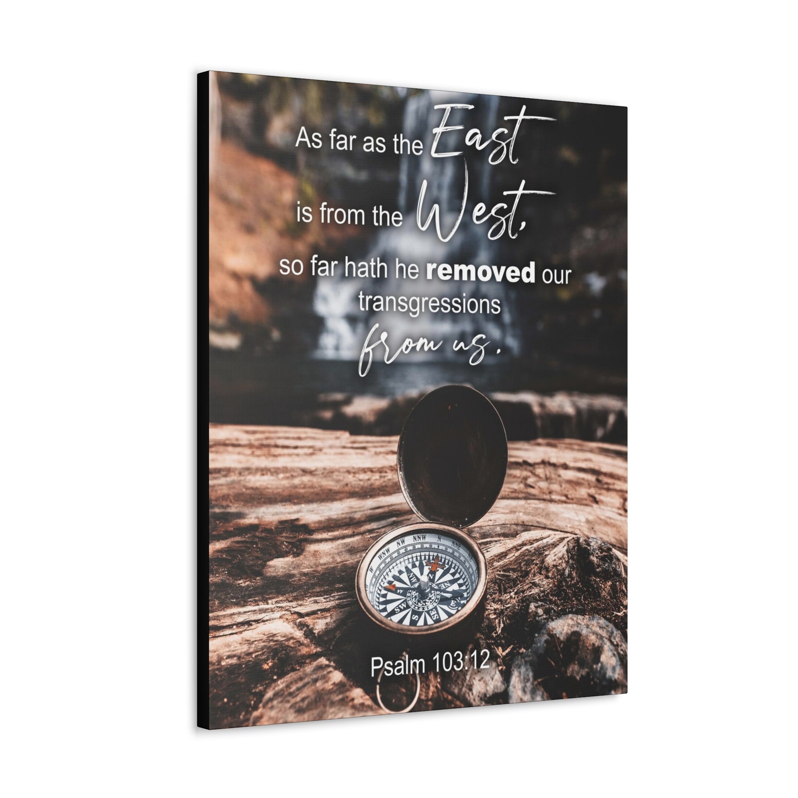 Scripture Canvas From Us Psalm 103:12 Christian Wall Art Bible Verse Print Ready to Hang-Express Your Love Gifts