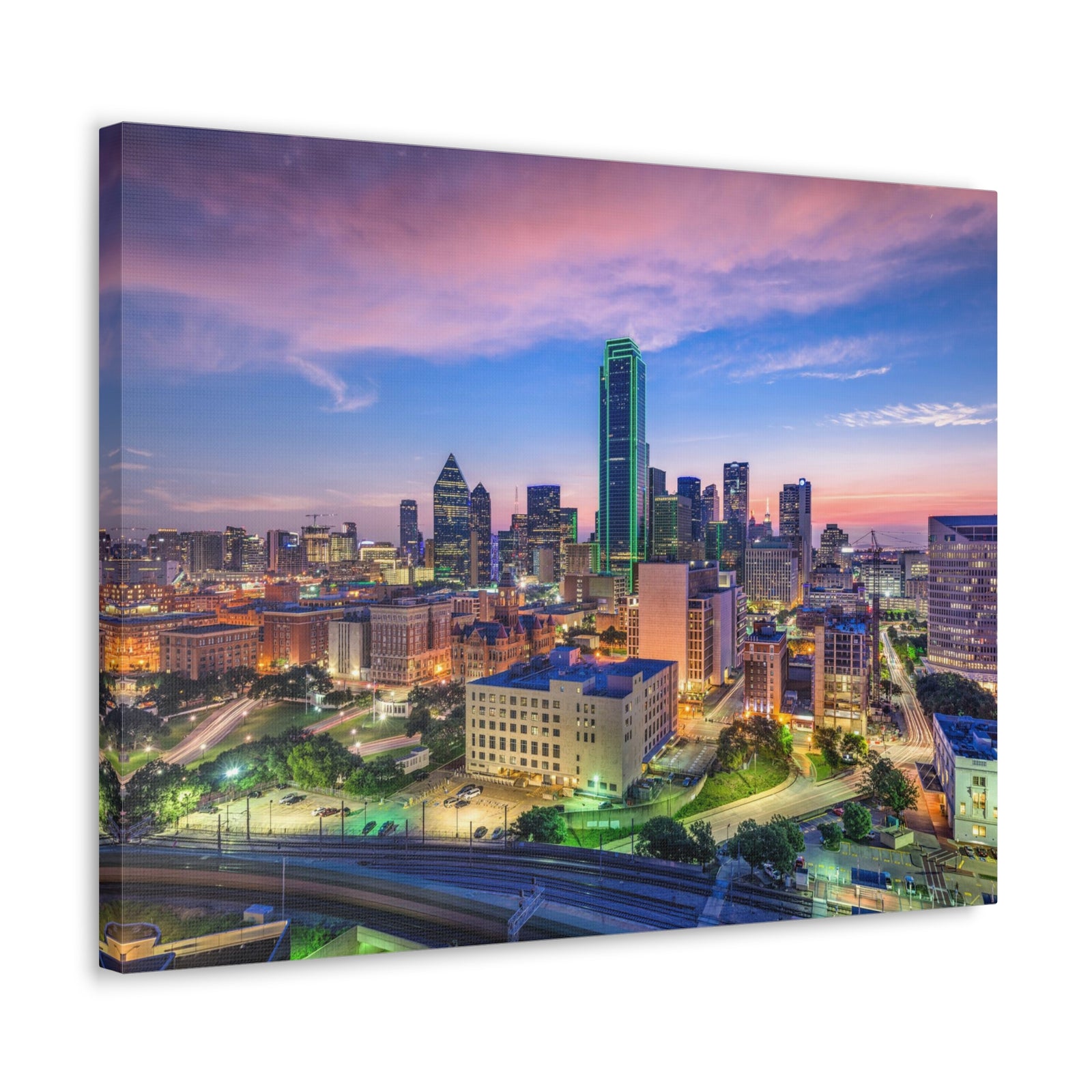 Dallas Night Skyline Canvas Artwork High-Quality Breathtaking Stunning Cityscape for Home Decor Ready to Hang-Express Your Love Gifts