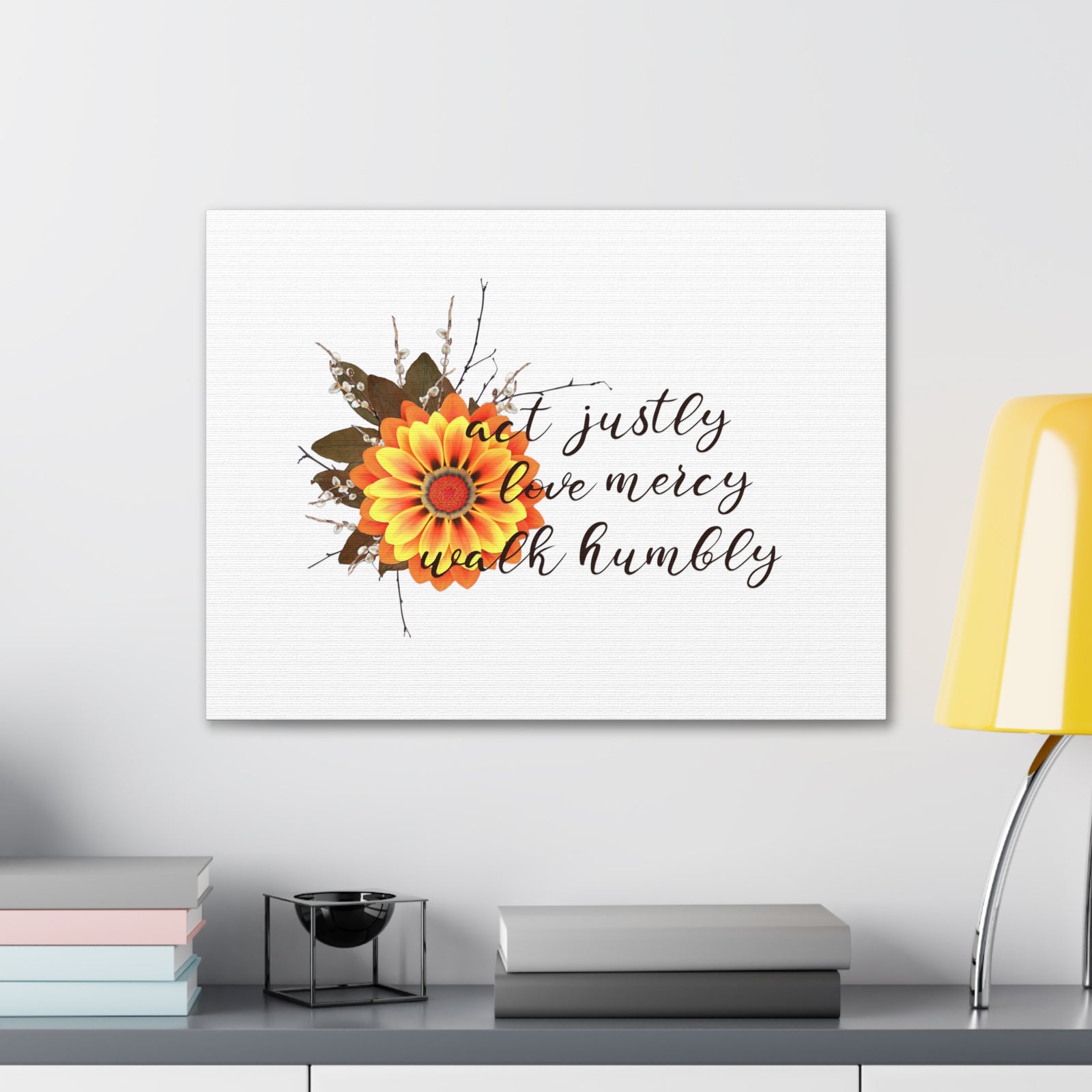 Scripture Walls Micah 6:8 Act Justly Sunflower Bible Verse Canvas Christian Wall Art Ready to Hang Unframed-Express Your Love Gifts