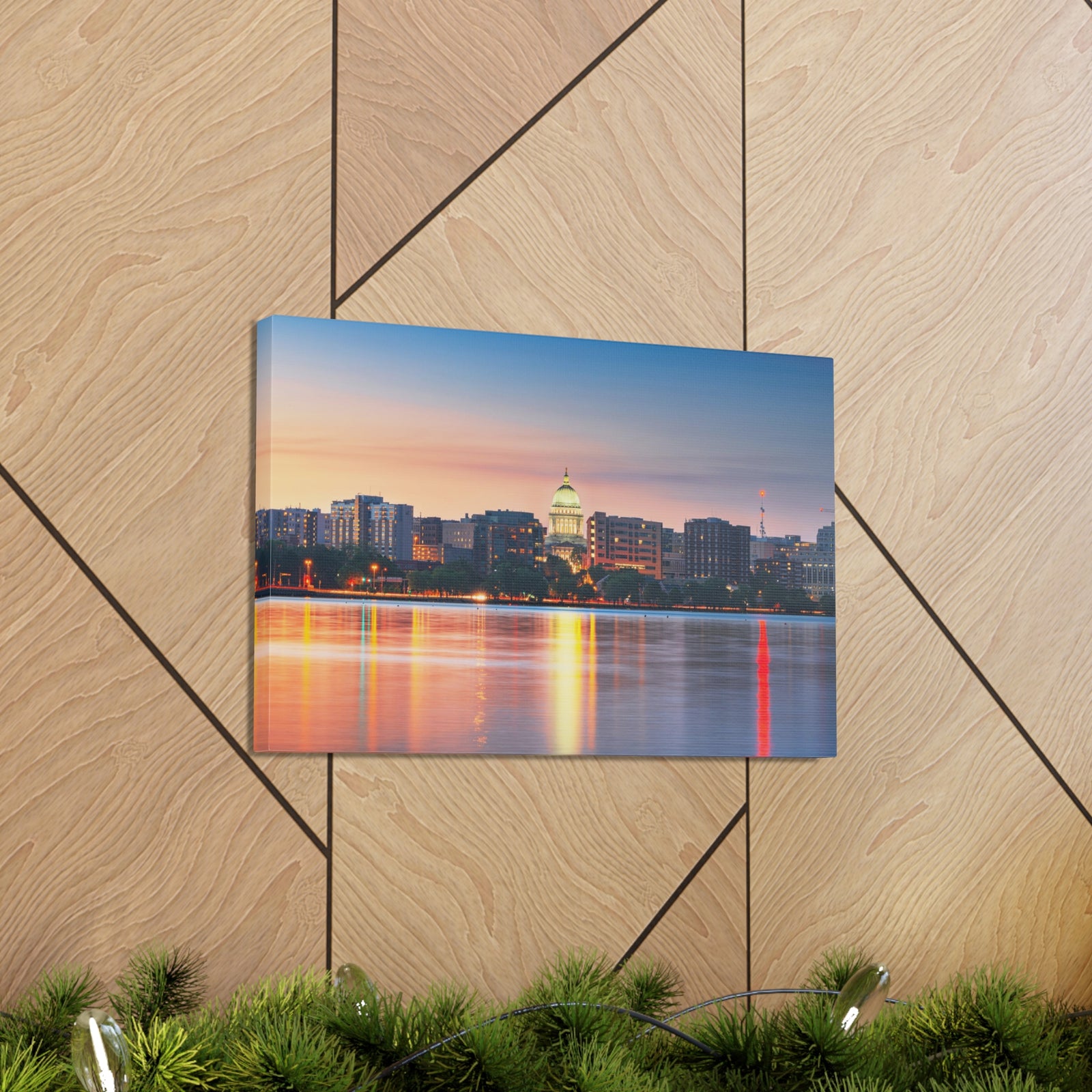 Madison Night Skyline Canvas Artwork High-Quality Breathtaking Stunning Cityscape for Home Decor Ready to Hang-Express Your Love Gifts