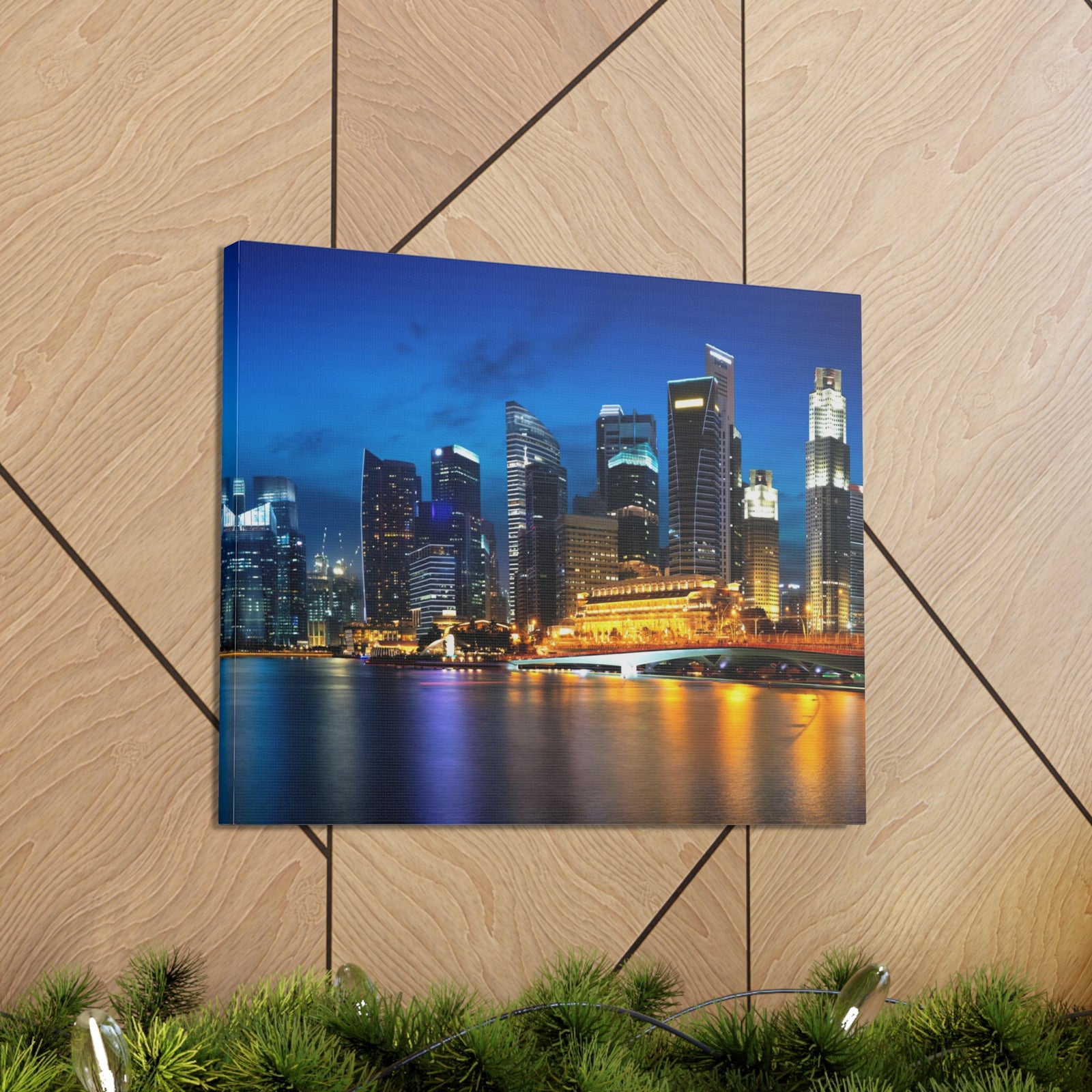 Singapore Night Skyline Canvas Artwork High-Quality Breathtaking Stunning Cityscape for Home Decor Ready to Hang-Express Your Love Gifts