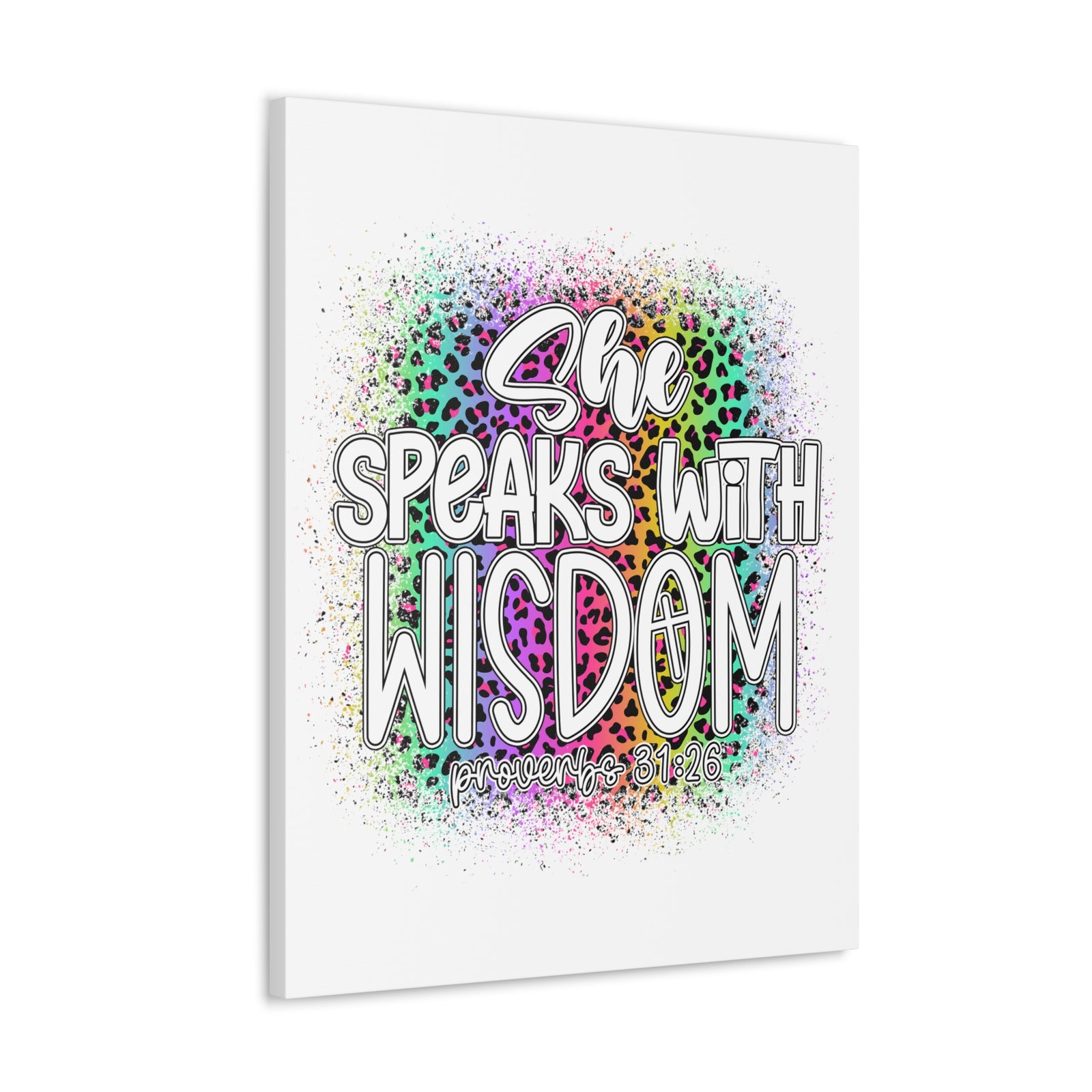 Scripture Walls Proverbs 31:26 She Speaks With Wisdom Colorful Bible Verse Canvas Christian Wall Art Ready to Hang Unframed-Express Your Love Gifts