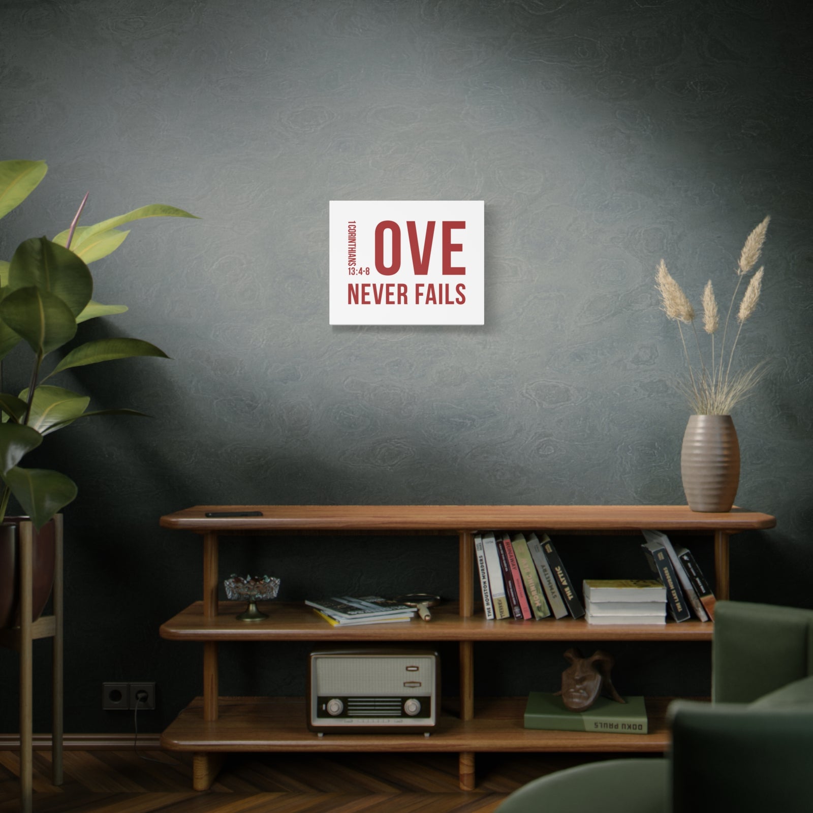 Scripture Canvas Love Never Fails 1 Corinthians 13:4-8 Christian Wall Art Bible Verse Print Ready To Hang-Express Your Love Gifts