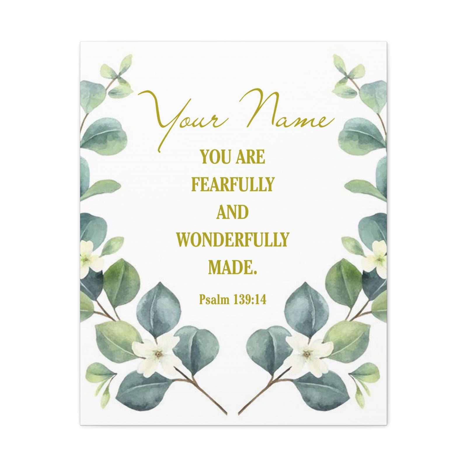 Personalized Psalm 139:14 Bible Verse Canvas Christian Wall Art Ready to Hang-Express Your Love Gifts