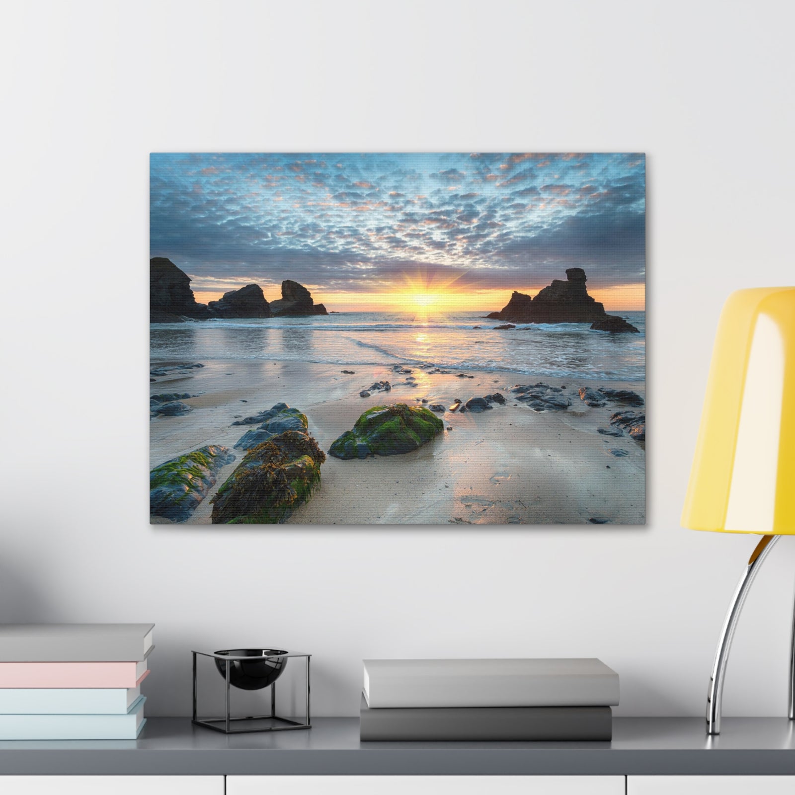 Sunset At Porthcothan Bay Canvas Wall Art for Home Decor Ready-to-Hang-Express Your Love Gifts