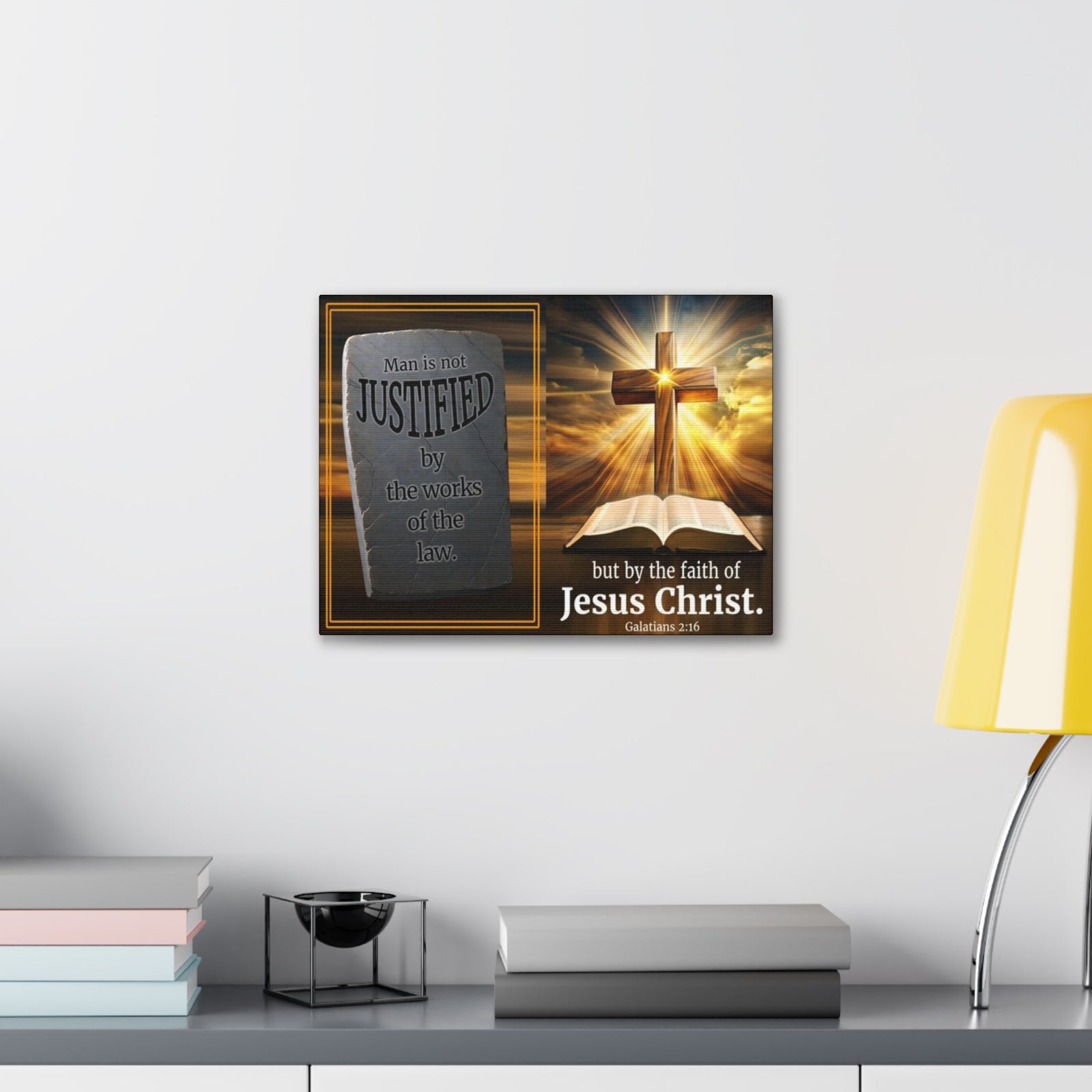 Scripture Walls Galatians 2:16 Faith & Law Bible Verse Canvas Christian Wall Art Ready to Hang Unframed-Express Your Love Gifts