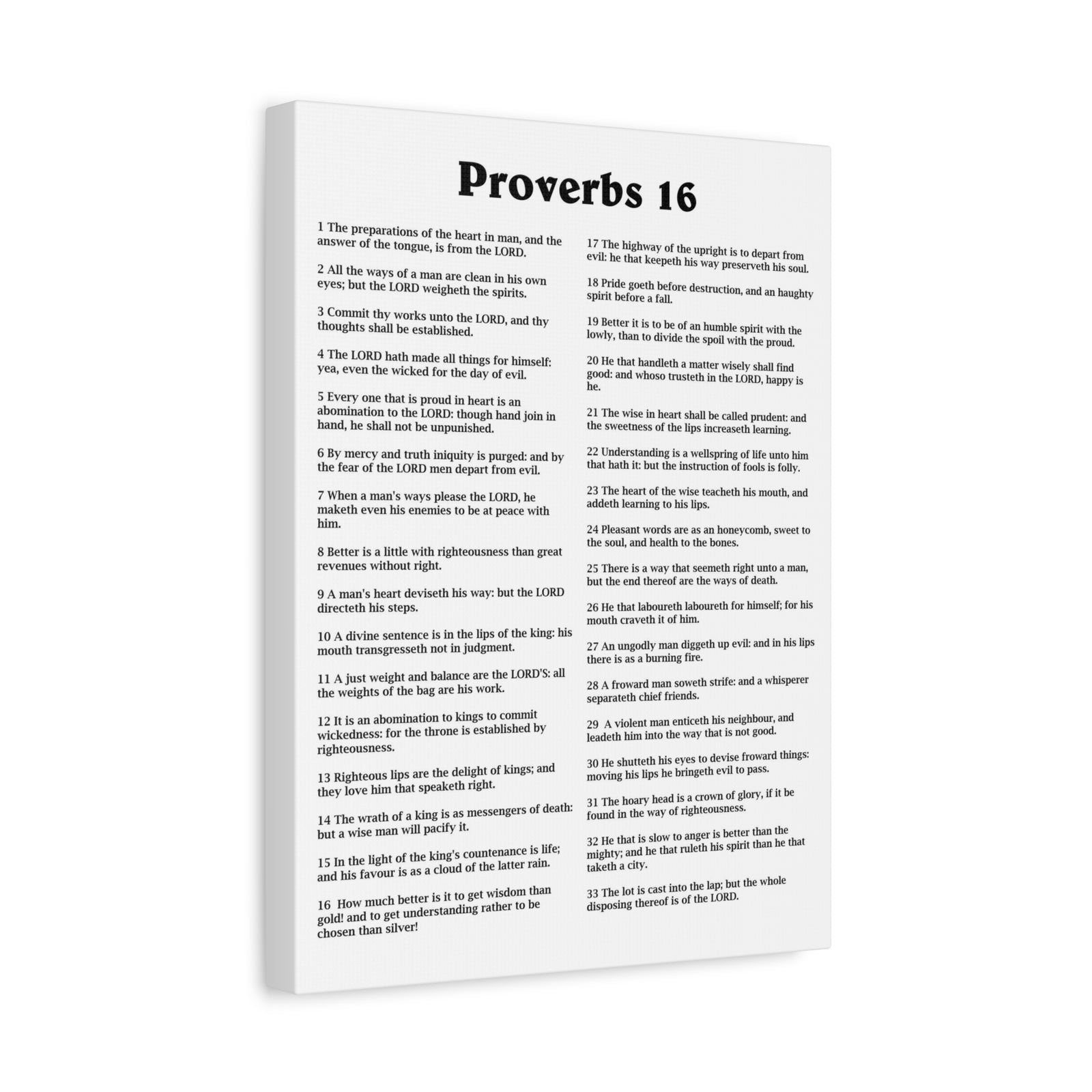 Scripture Walls Proverbs Chapter 16 White Bible Canvas Christian Wall Art Ready to Hang Unframed-Express Your Love Gifts