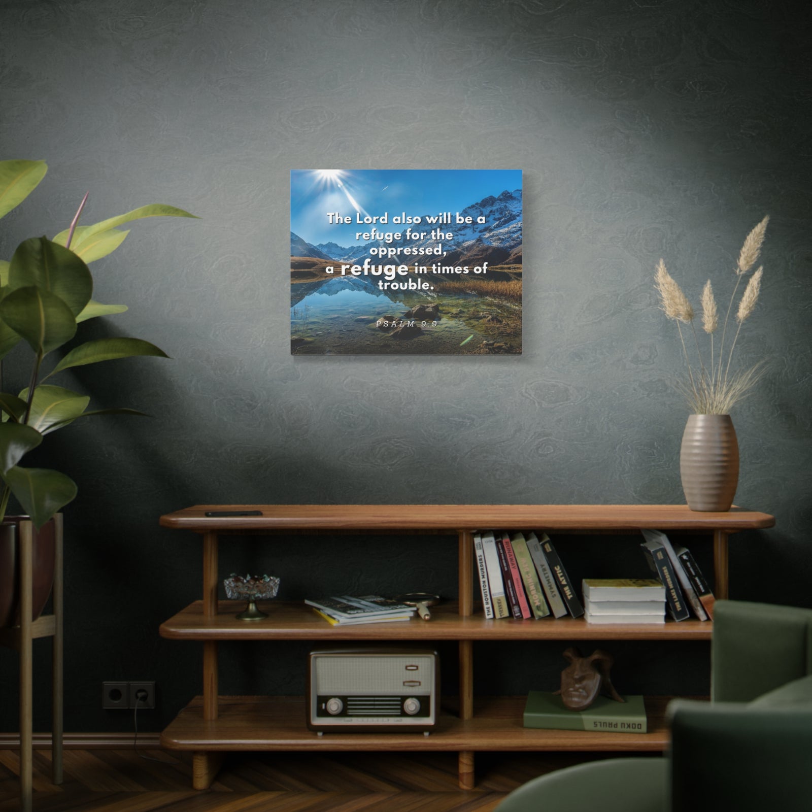 Scripture Canvas A Refuge Psalm 9:9 Christian Wall Art Bible Verse Print Ready to Hang-Express Your Love Gifts