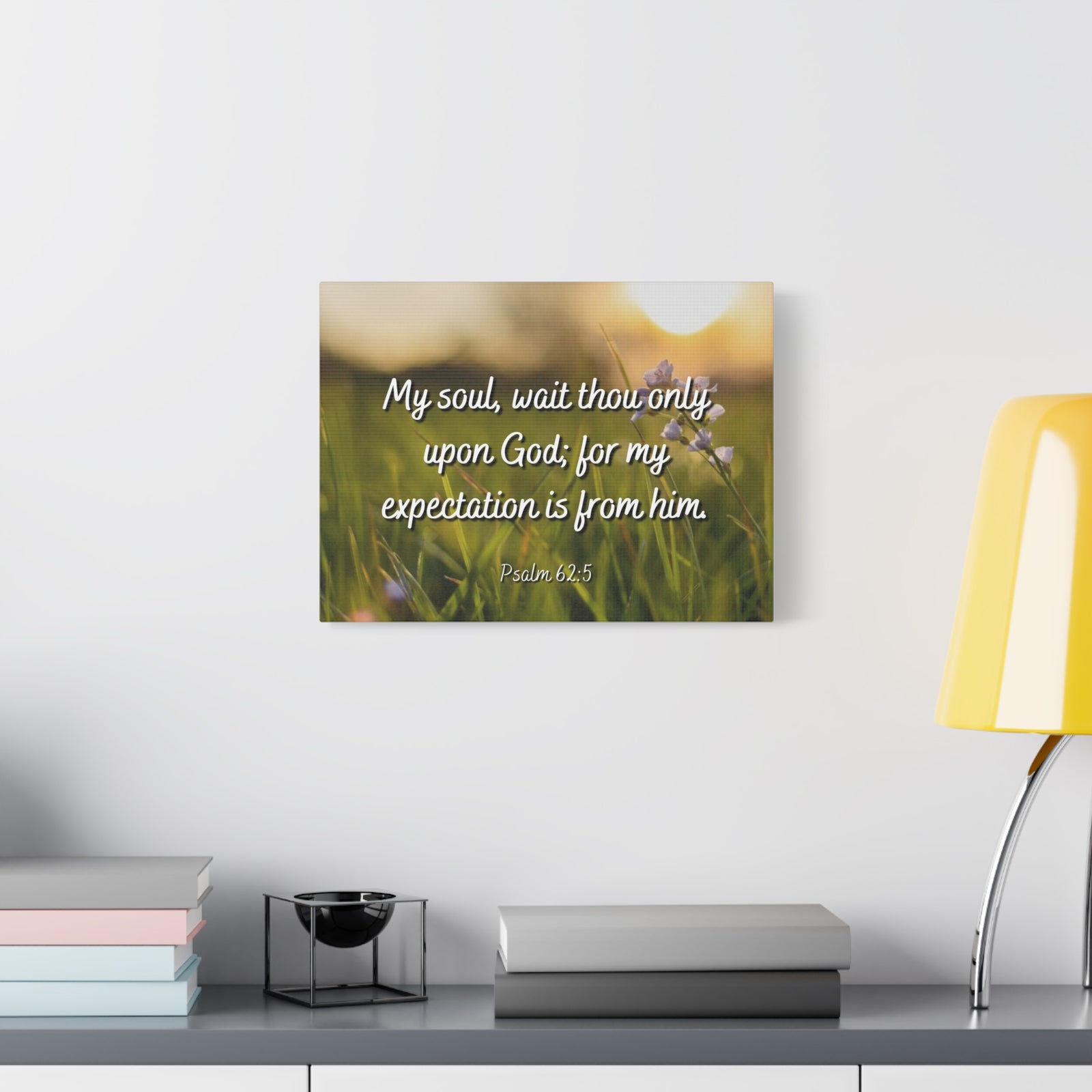 Scripture Canvas My Expectation Psalm 62:5 Christian Wall Art Bible Verse Print Ready to Hang-Express Your Love Gifts