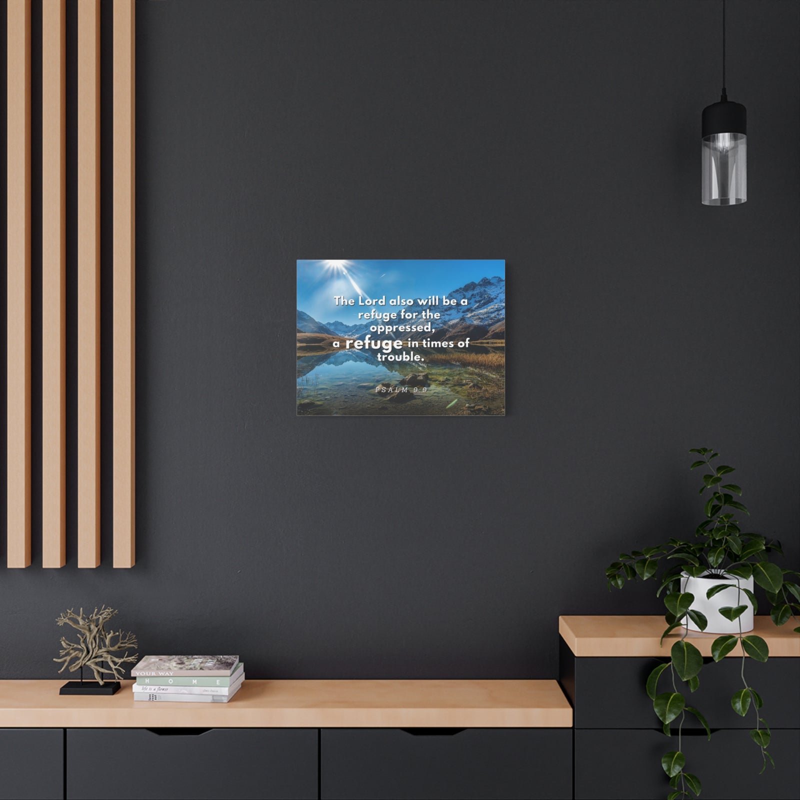 Scripture Canvas A Refuge Psalm 9:9 Christian Wall Art Bible Verse Print Ready to Hang-Express Your Love Gifts