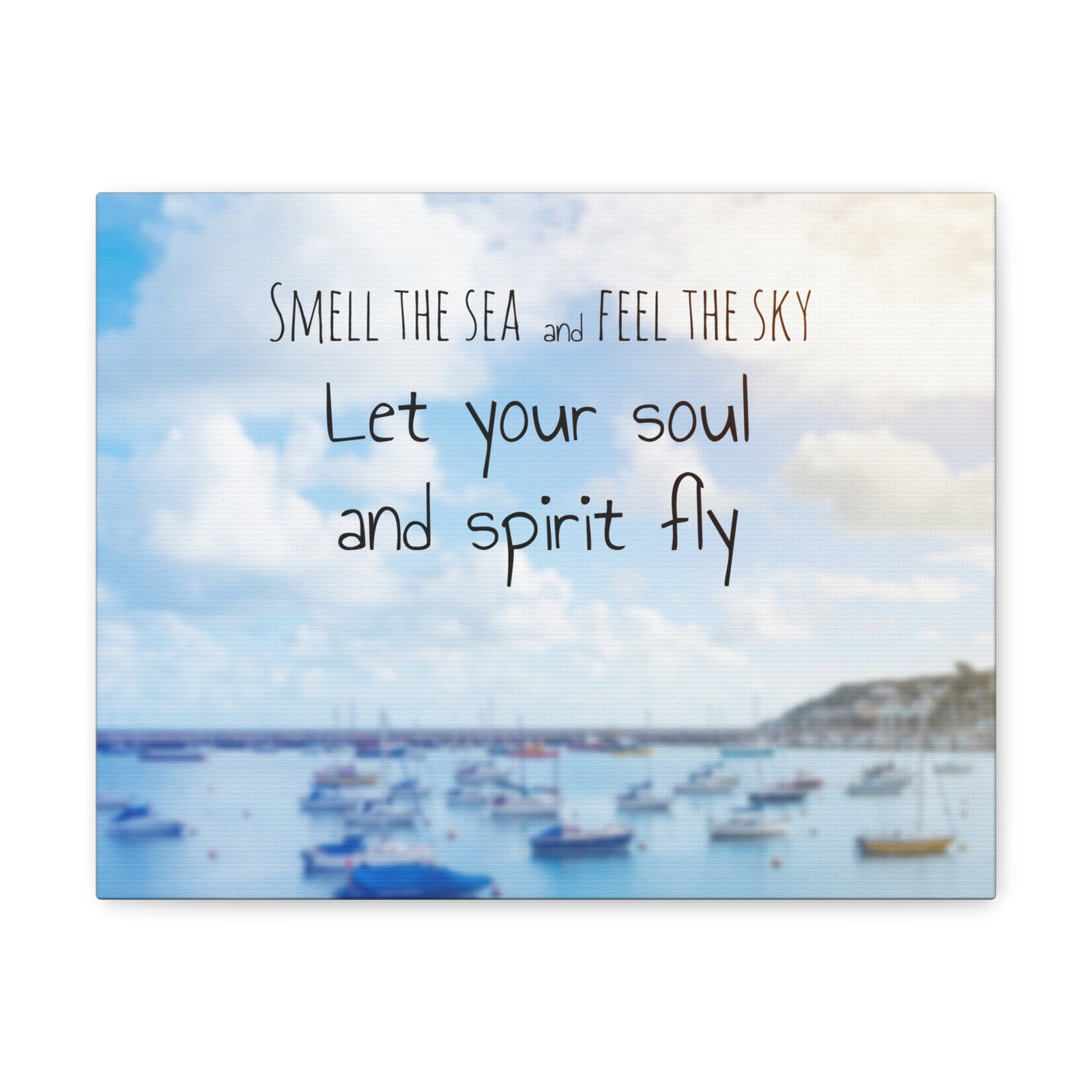 Inspirational Quote Canvas Smell The Sea And Feel The Sky Motivational Print Ready to Hang Artwork-Express Your Love Gifts